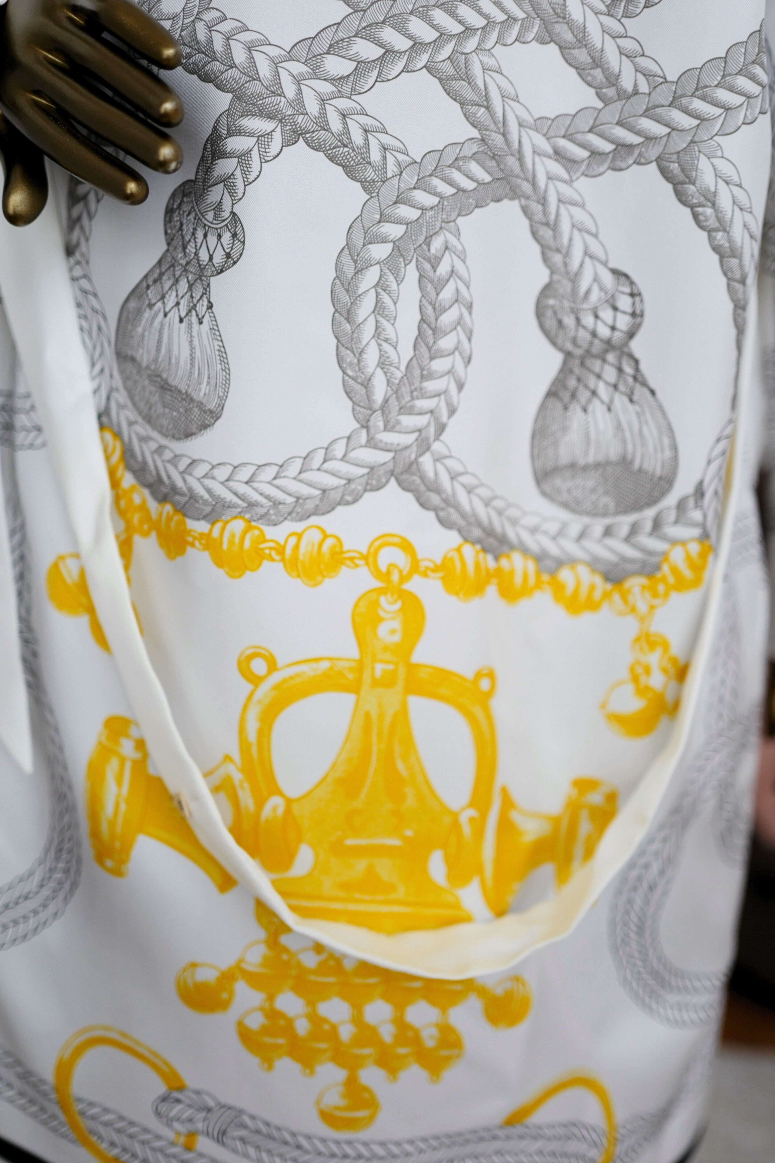 NEW Hermès "Palefroi Remix" Shirt Dress Blanc Nacre Silk Size 36