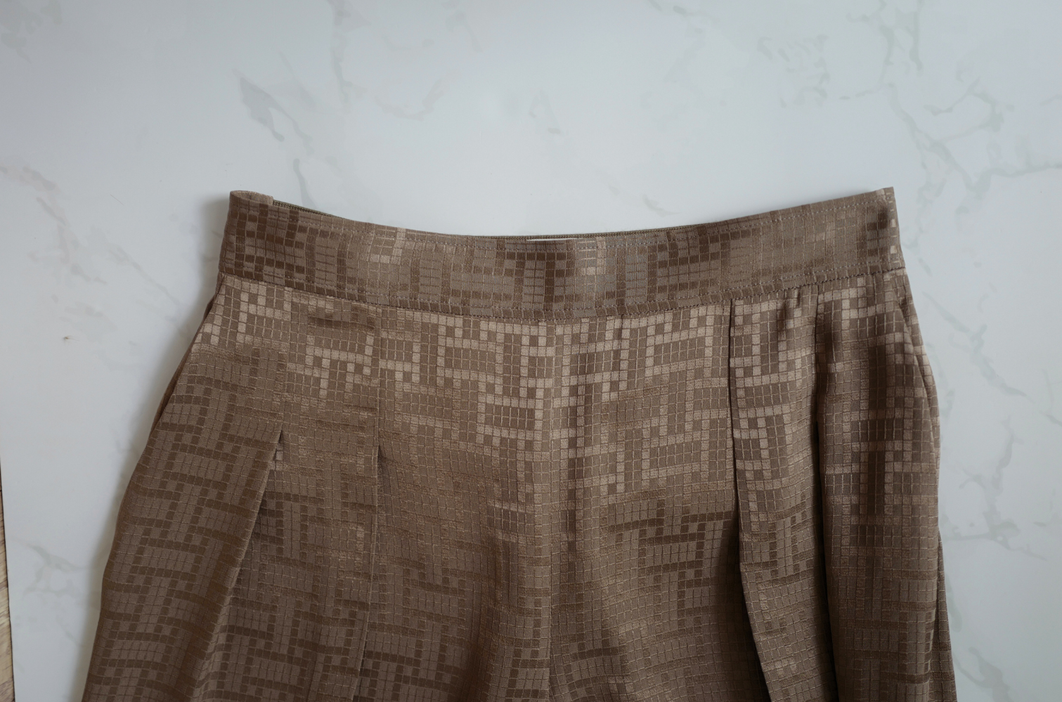 NEW Hermès "Mosaique" Wide Leg Pants Etoupe Size 34