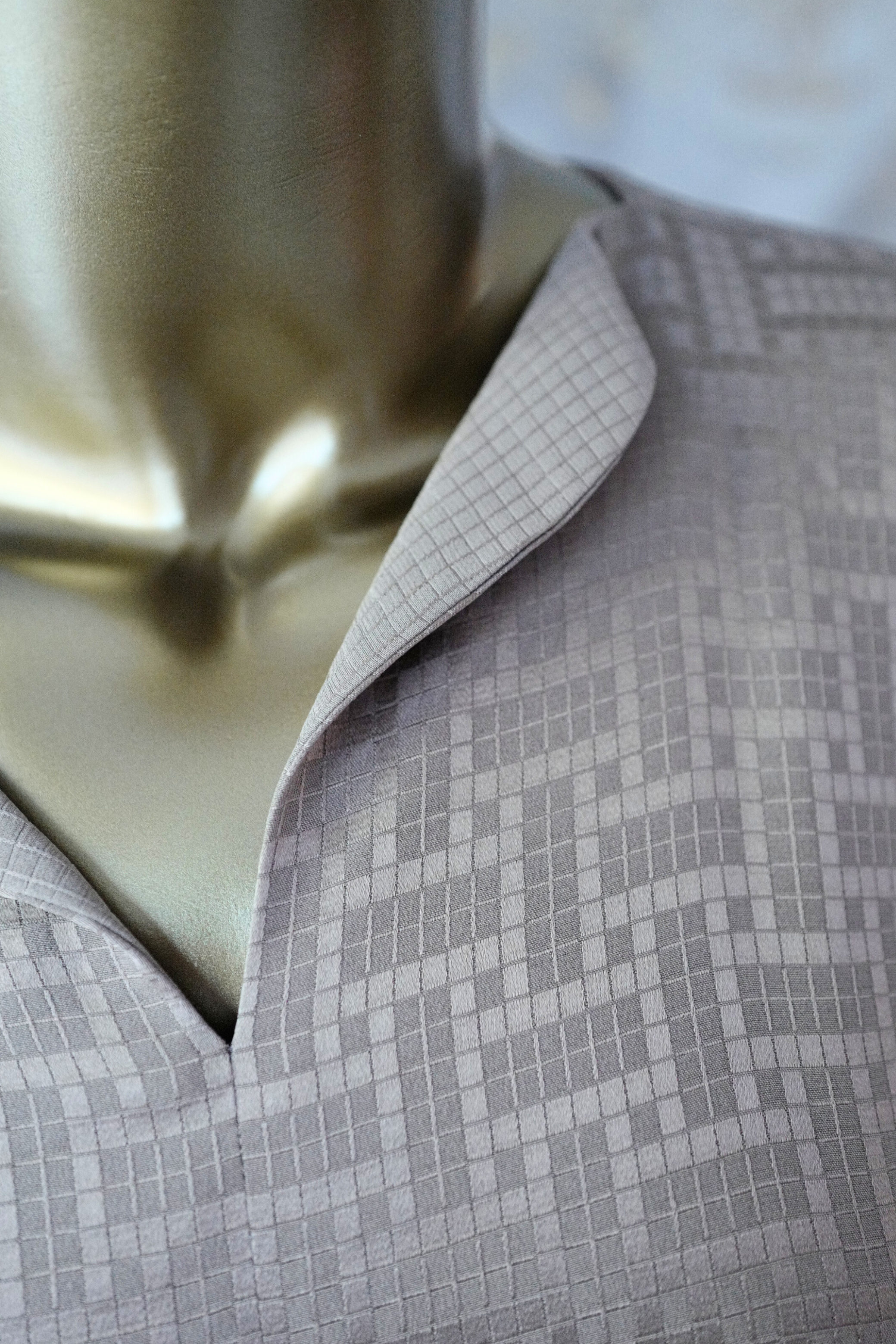 NEW Hermès Mosaique Belted Caftan Dress in Jacquard Silk Gris Étoupe Size 36