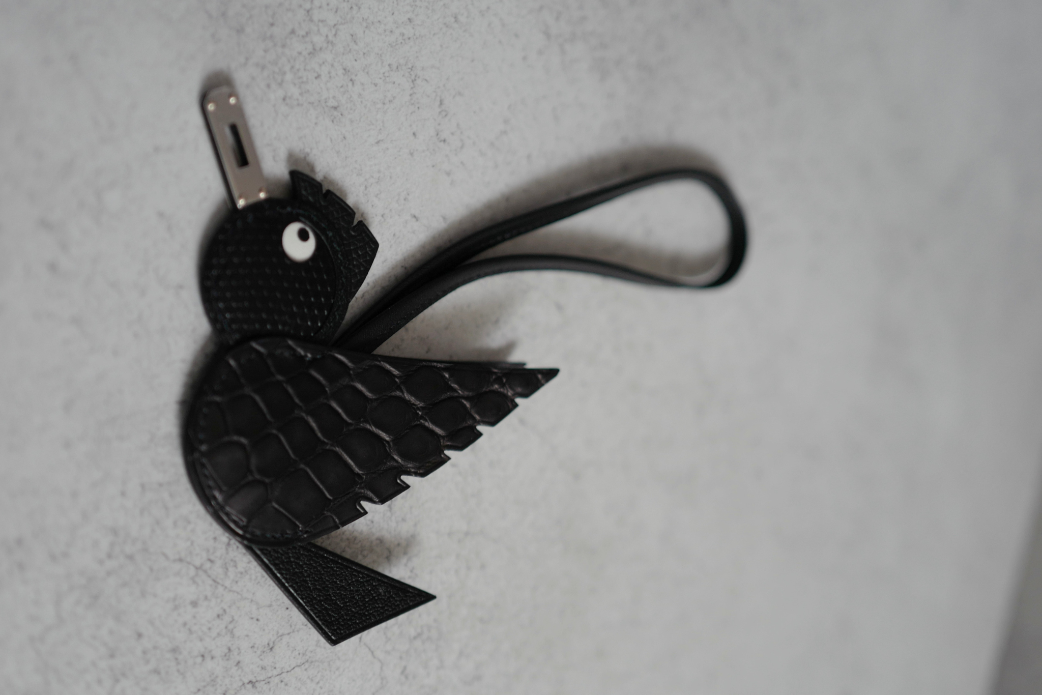 Hermès Birdy Charm Noir Alligator/Lizard/Epsom Calfskin Palladium Hardware
