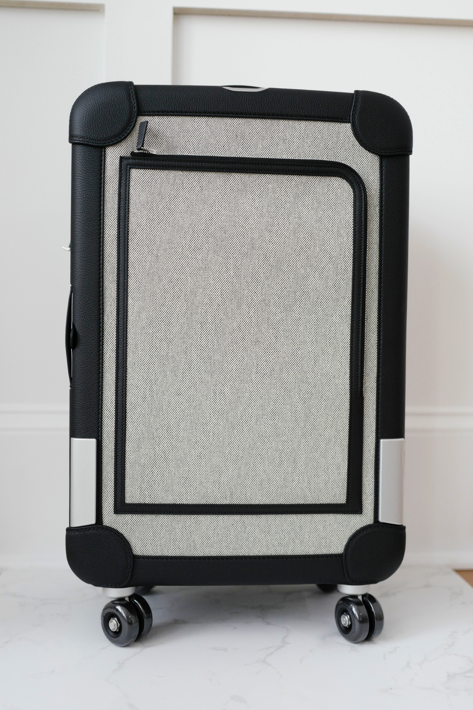 New Hermès Valise R.M.S Cabin Cargo Suitcase in Toile Noir Canvas Leather