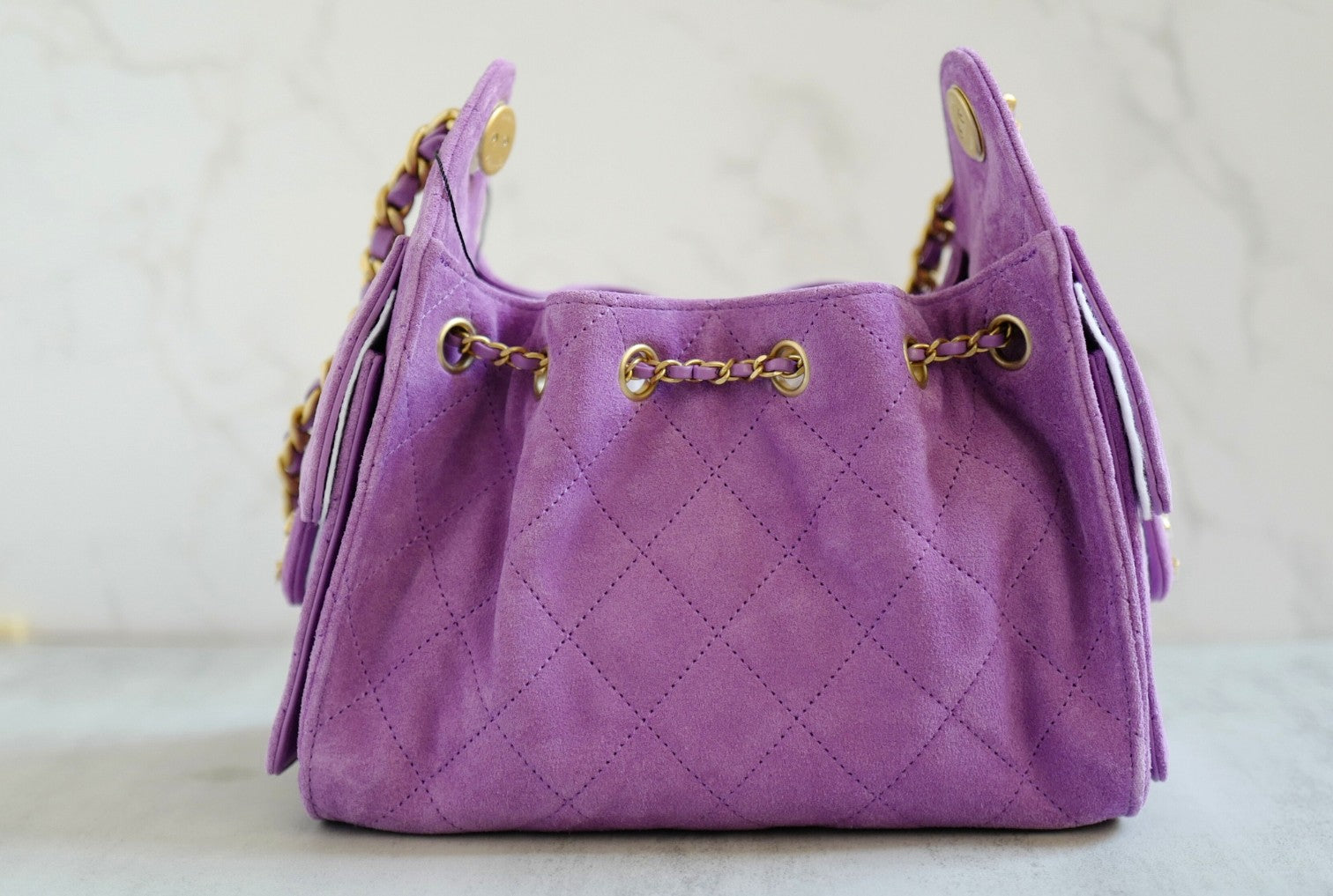 BNIB Chanel 26C Mini Hobo Shoulder Bag in Purple Suede with Gold Hardware
