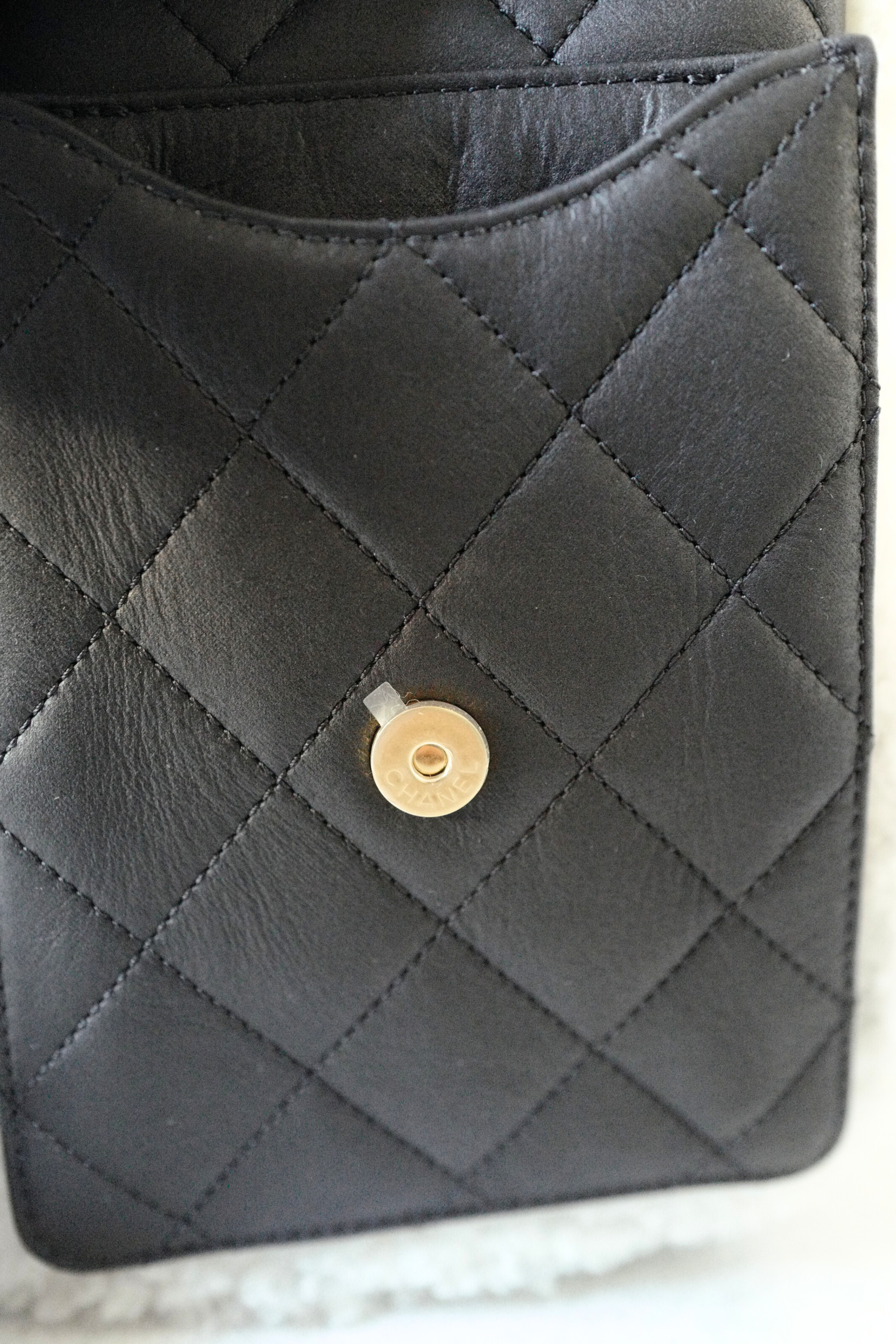 Chanel 25K Small Hobo Bag Black Calfskin with Shearling Trim Gold Hardware