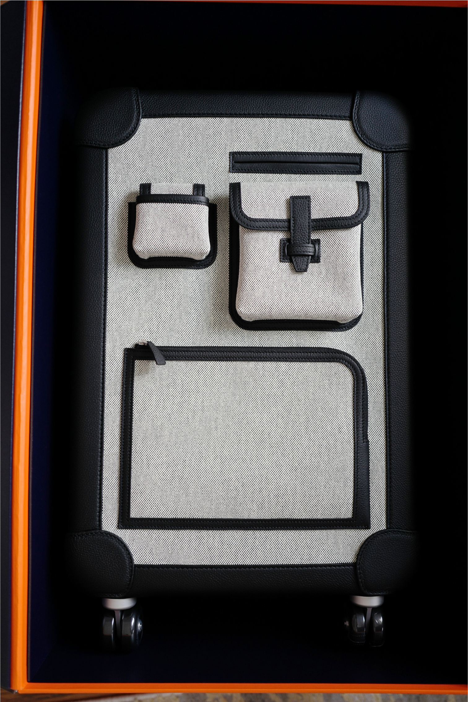 New Hermès Valise R.M.S Cabin Cargo Suitcase in Toile Noir Canvas Leather