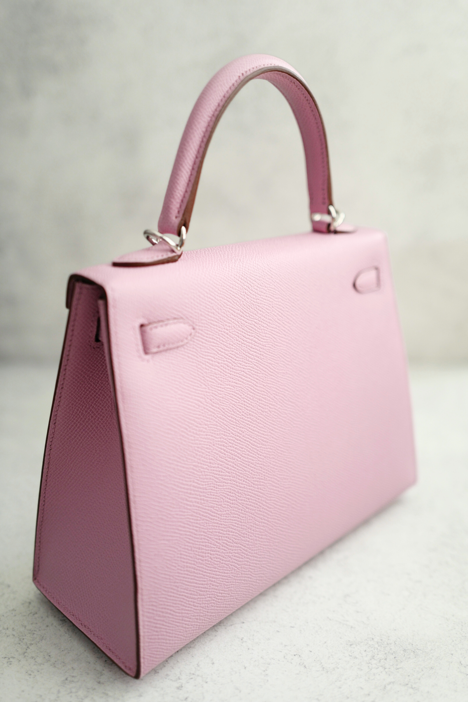 NEW Hermès Kelly 25 Sellier Mauve Sylvestre Epsom Leather Palladium Hardware Stamp U 2023