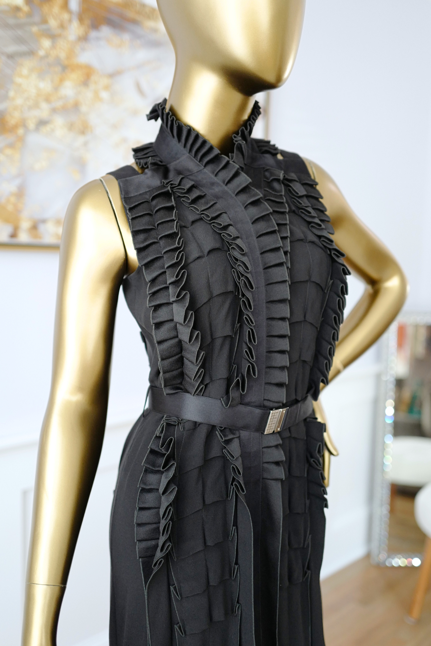 Hermes Long Pleated Dress Noir Size 34 Runway FW23 Limited Edition -SOLD OUT