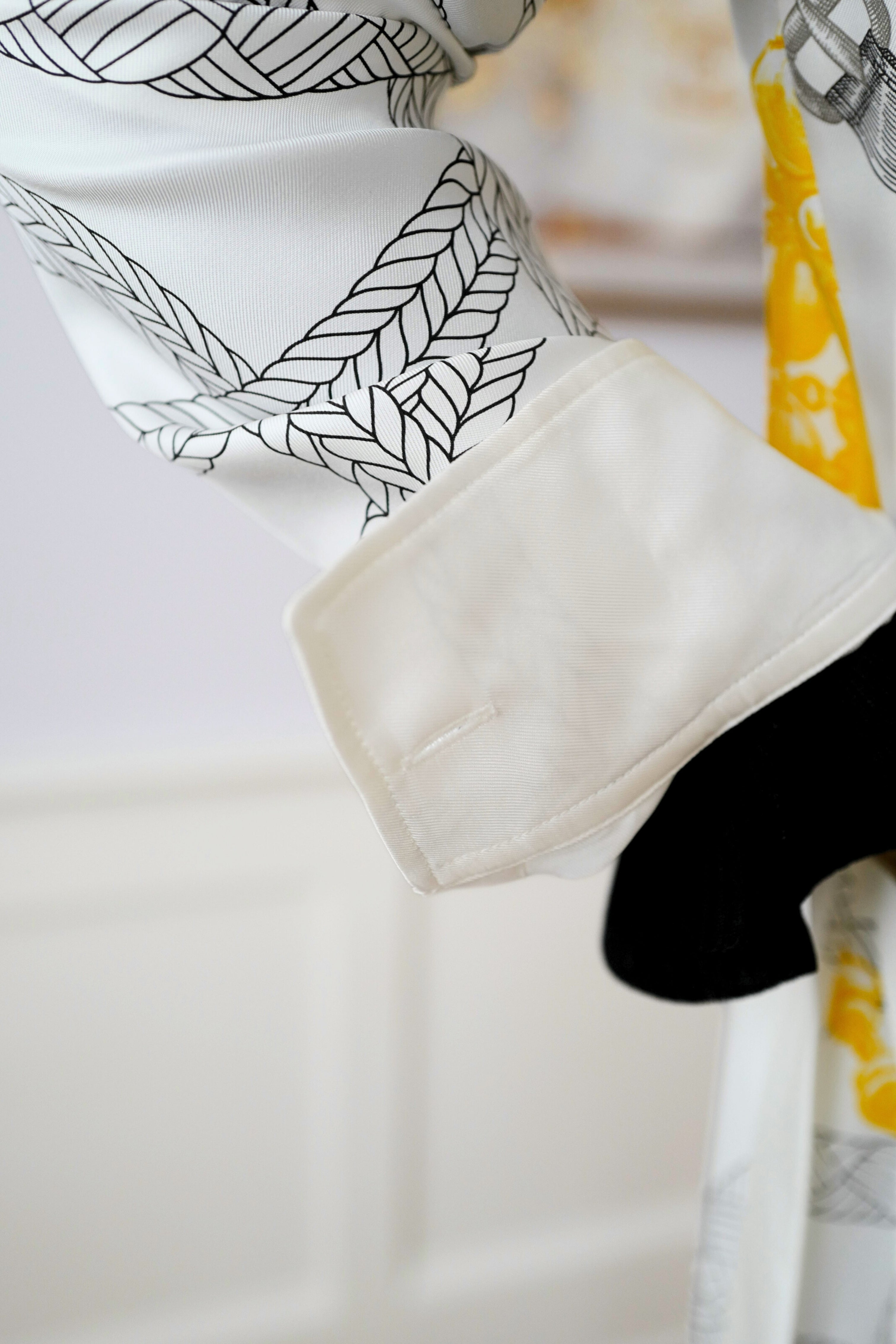 NEW Hermès "Palefroi Remix" Shirt Dress Blanc Nacre Silk Size 36