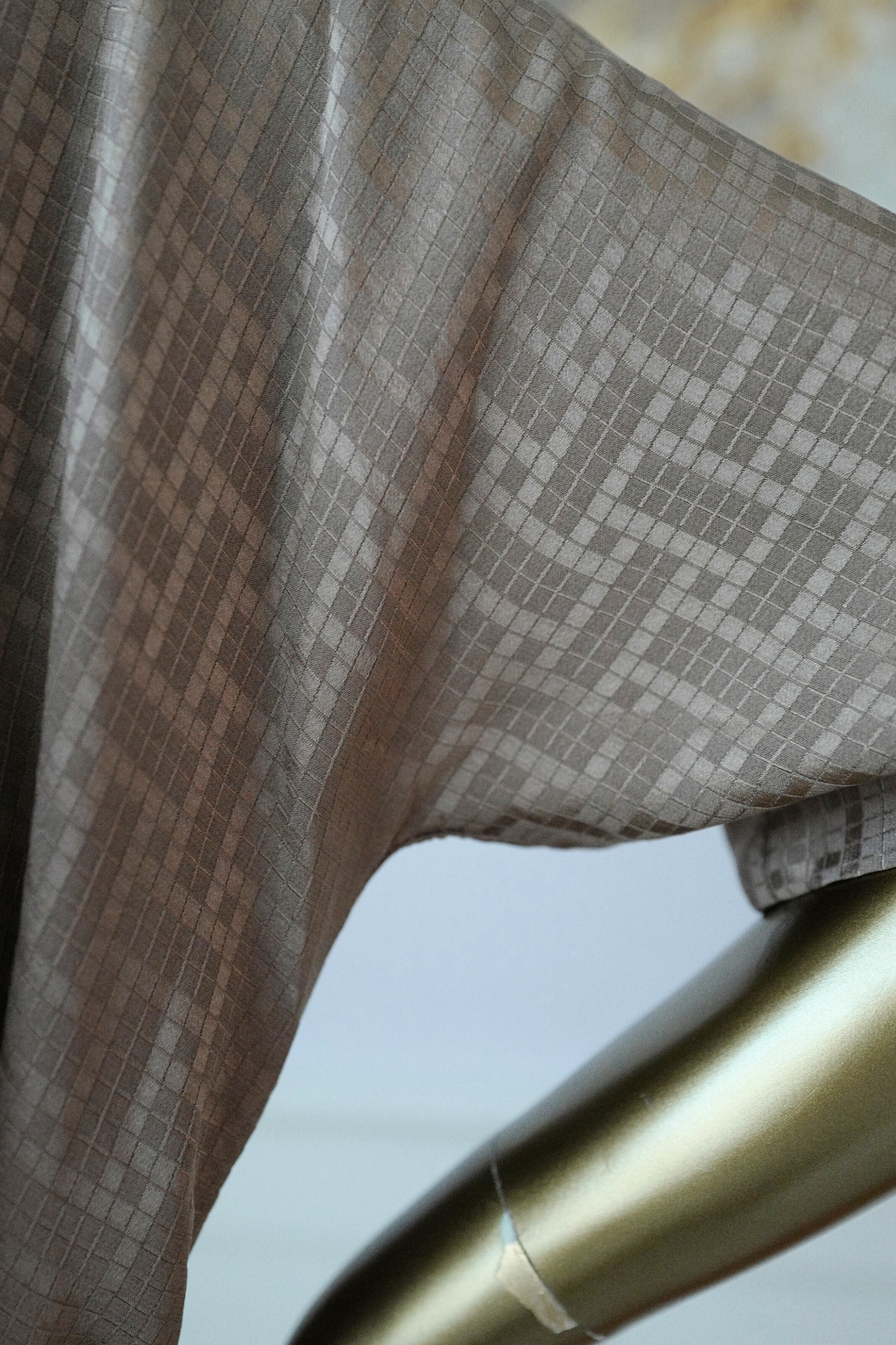 NEW Hermès Mosaique Belted Caftan Dress in Jacquard Silk Gris Étoupe Size 36