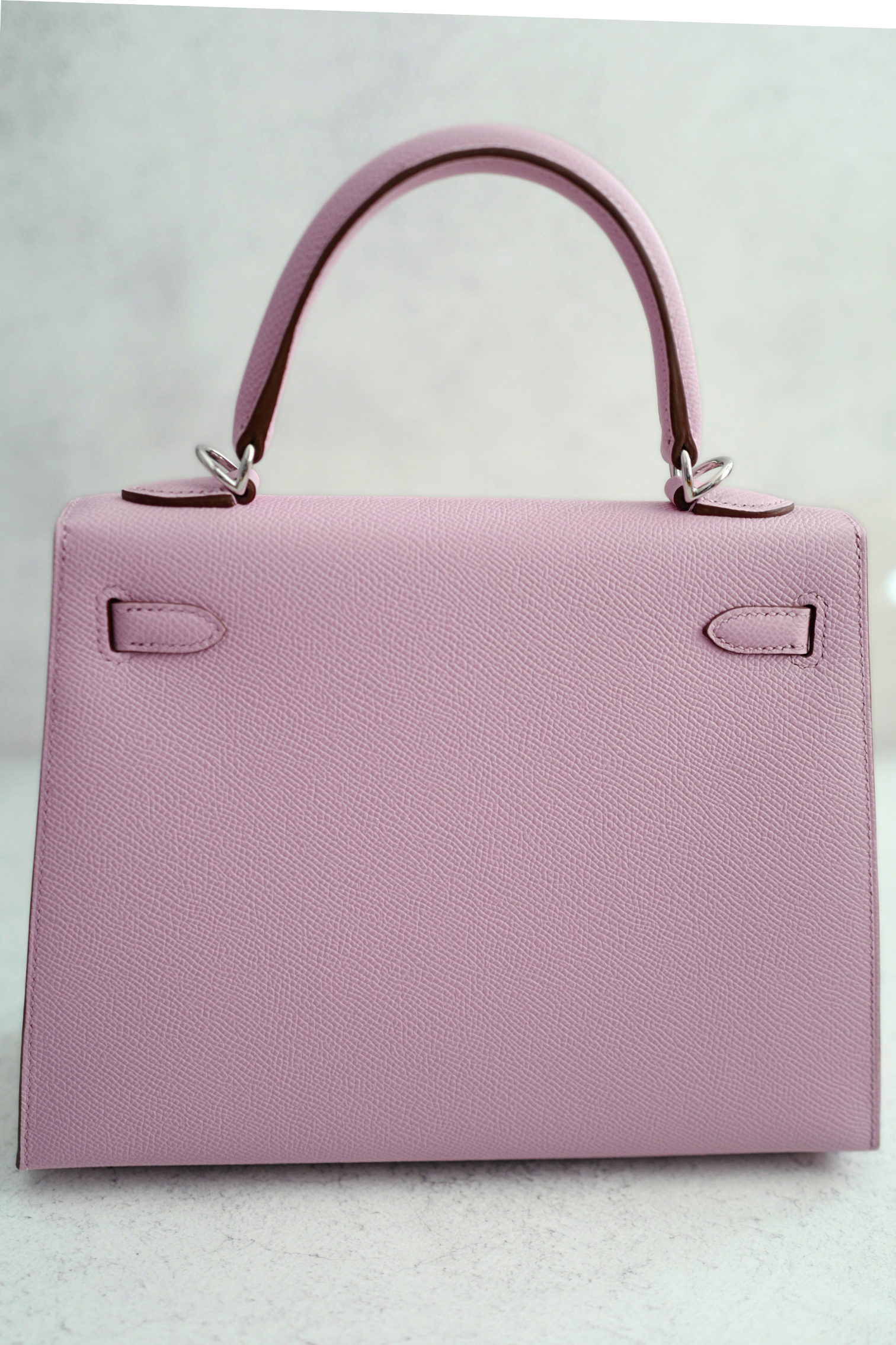 NEW Hermès Kelly 25 Sellier Mauve Sylvestre Epsom Leather Palladium Hardware Stamp U 2023