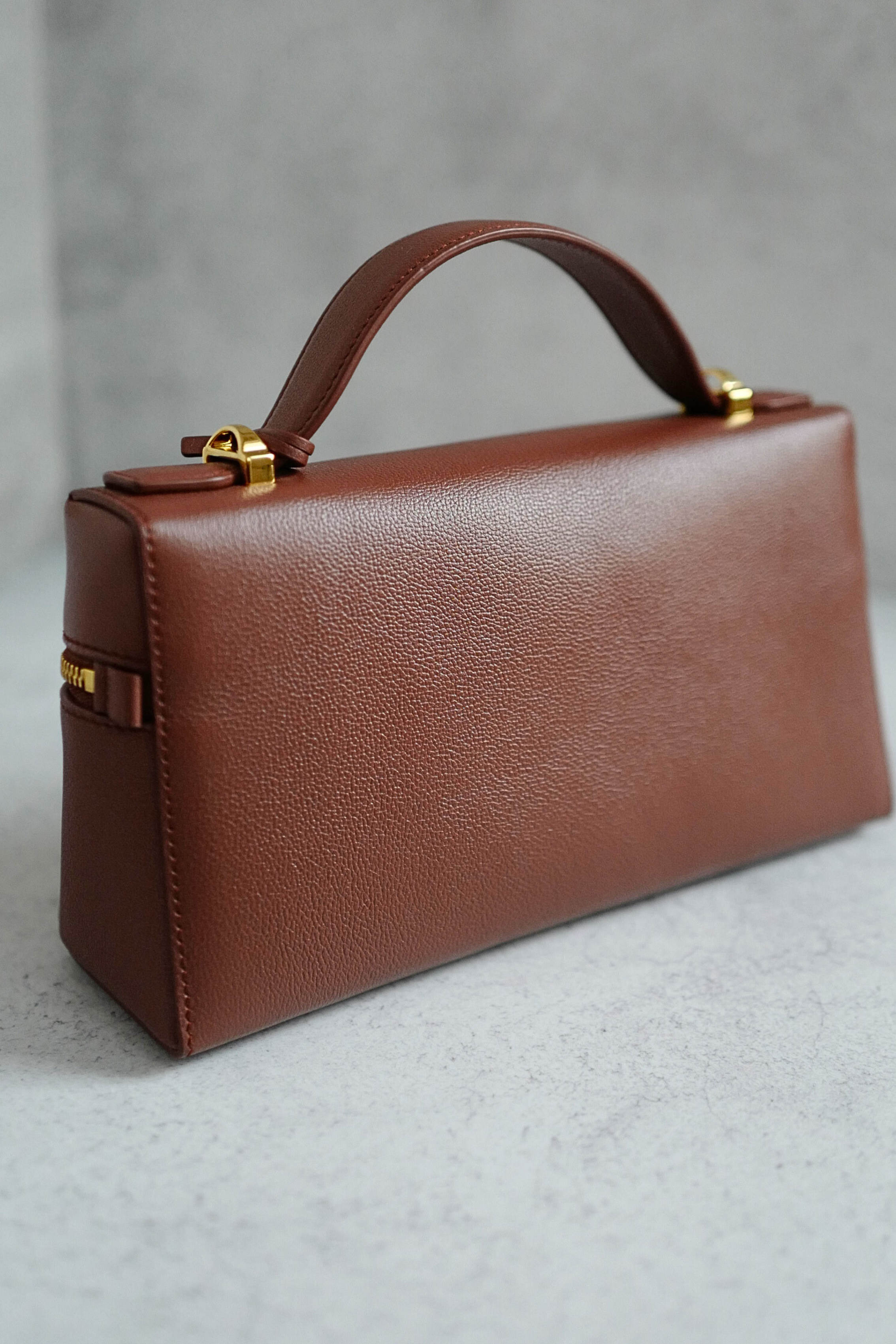 NEW Loro Piana Extra Bag L23 Burnt Tan Sun Gold Calfskin Leather Crossbody Bag