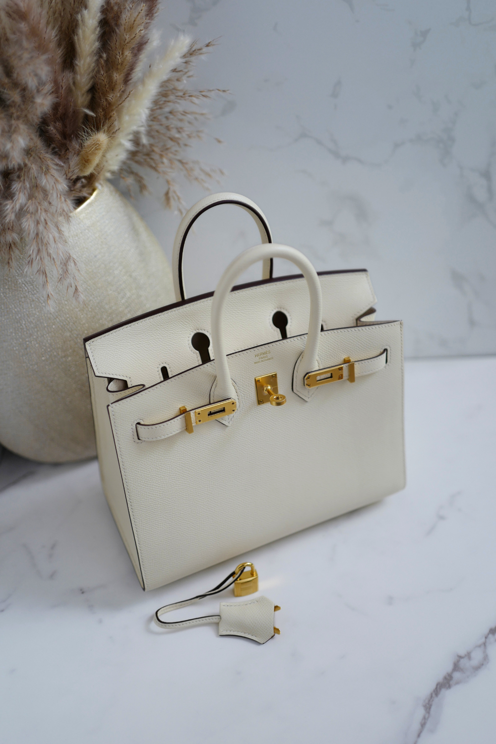 Hermes Birkin 25 Nata Epsom Sellier Gold Hardware Z Complete 2021