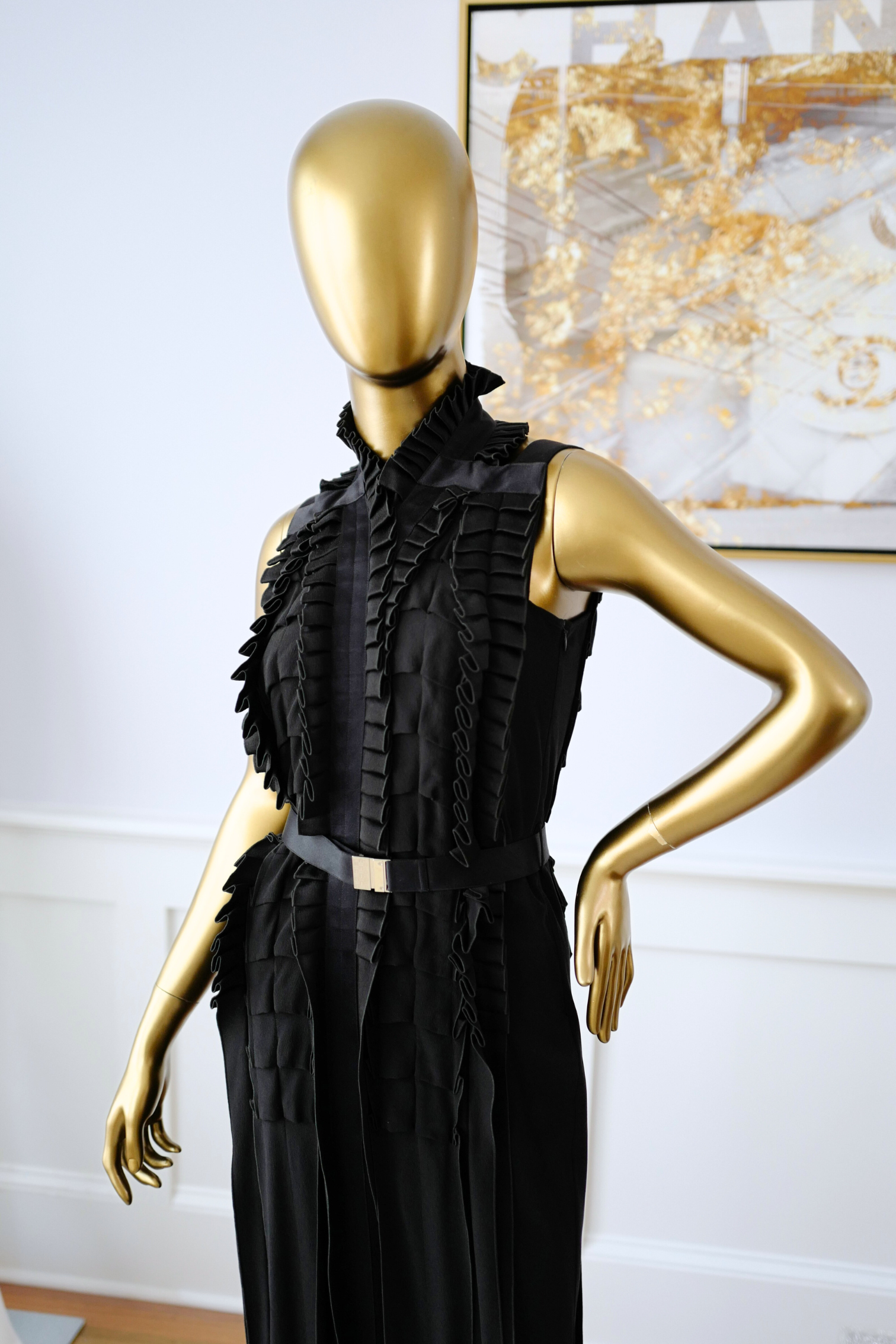 Hermes Long Pleated Dress Noir Size 34 Runway FW23 Limited Edition -SOLD OUT