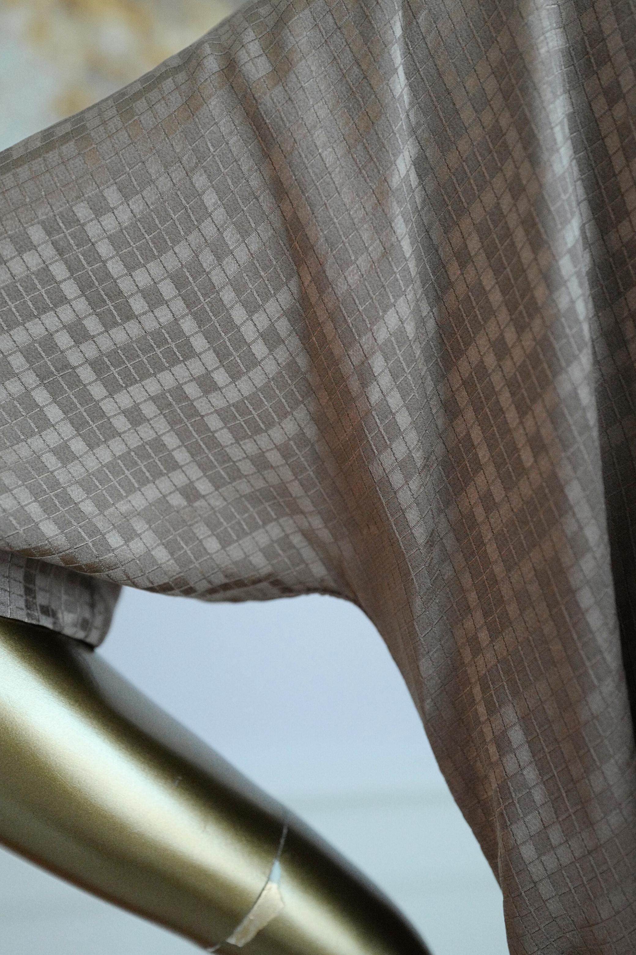 NEW Hermès Mosaique Belted Caftan Dress in Jacquard Silk Gris Étoupe Size 36