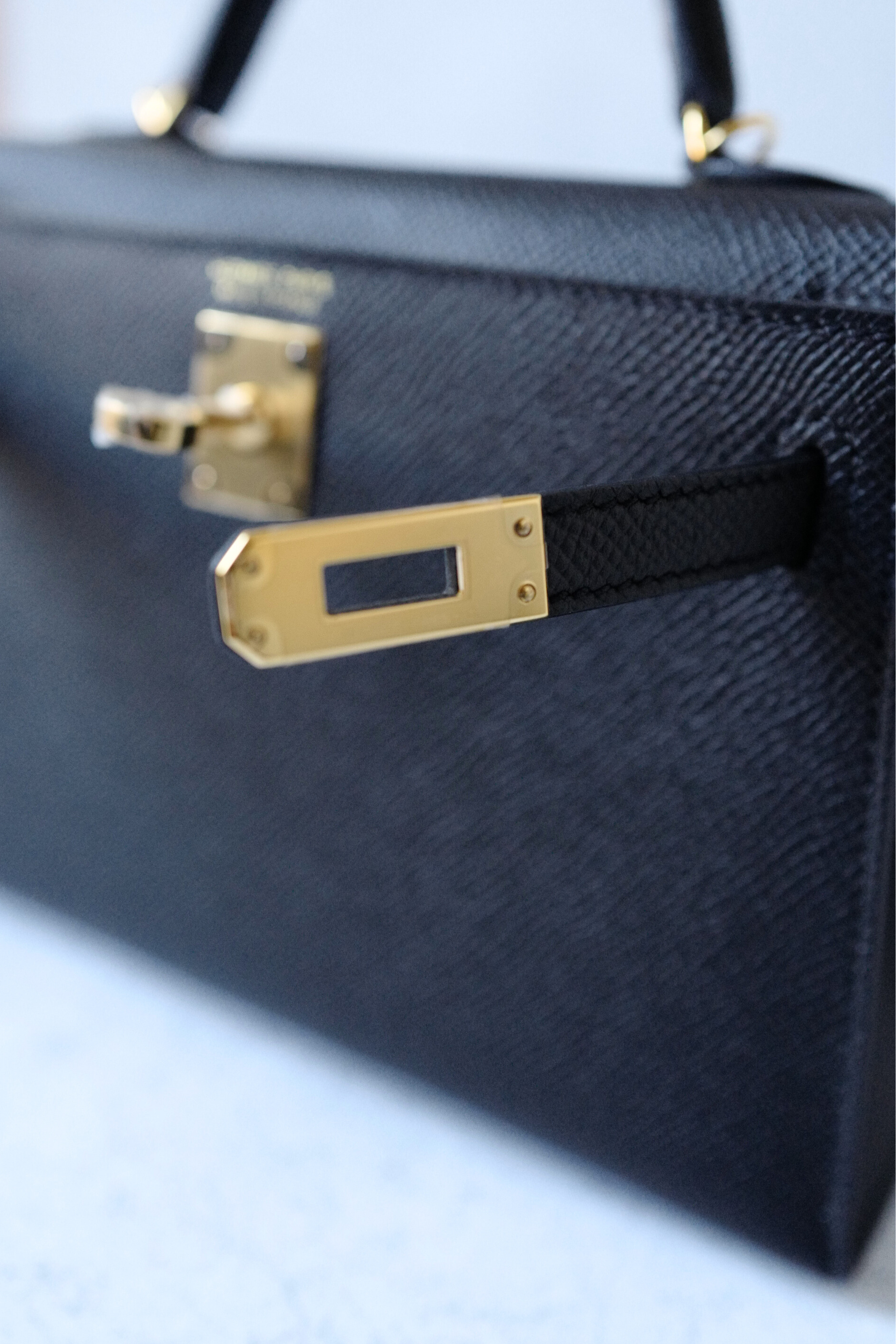 Hermès Mini Kelly 20 Black Epsom Leather with Gold Hardware Stamp W