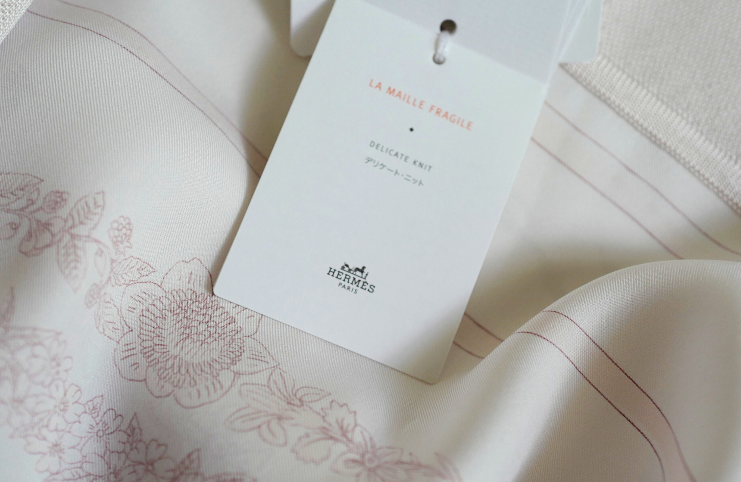 NEW Hermès "Brides de Gala en Fleurs" long-sleeve twillaine– Rose Pâle Pink- Size 34 $5K Retail