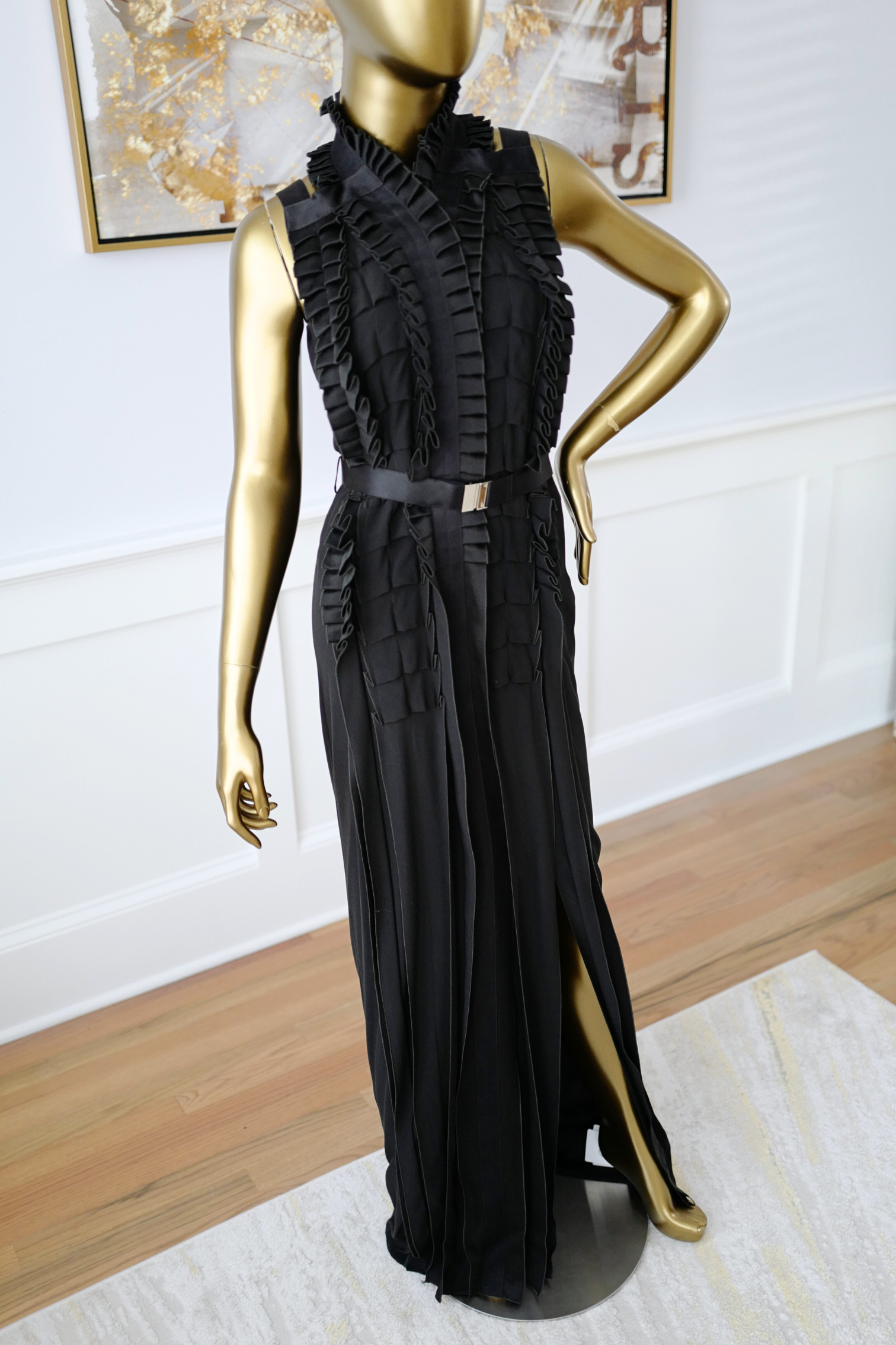Hermes Long Pleated Dress Noir Size 34 Runway FW23 Limited Edition -SOLD OUT