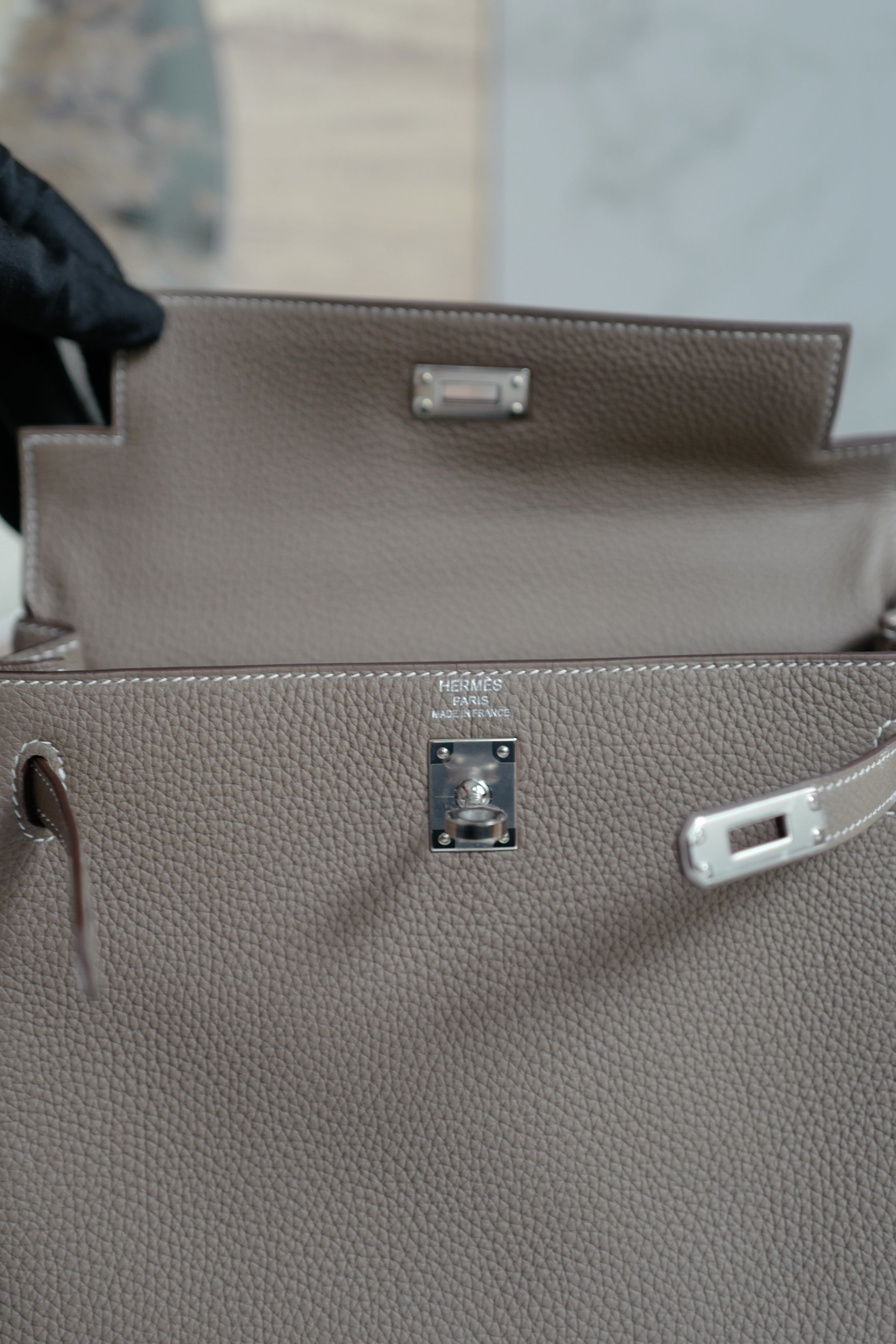 BNIB Hermes Kelly 25 Etoupe Togo Retourne Palladium HW Y 2020 NEW
