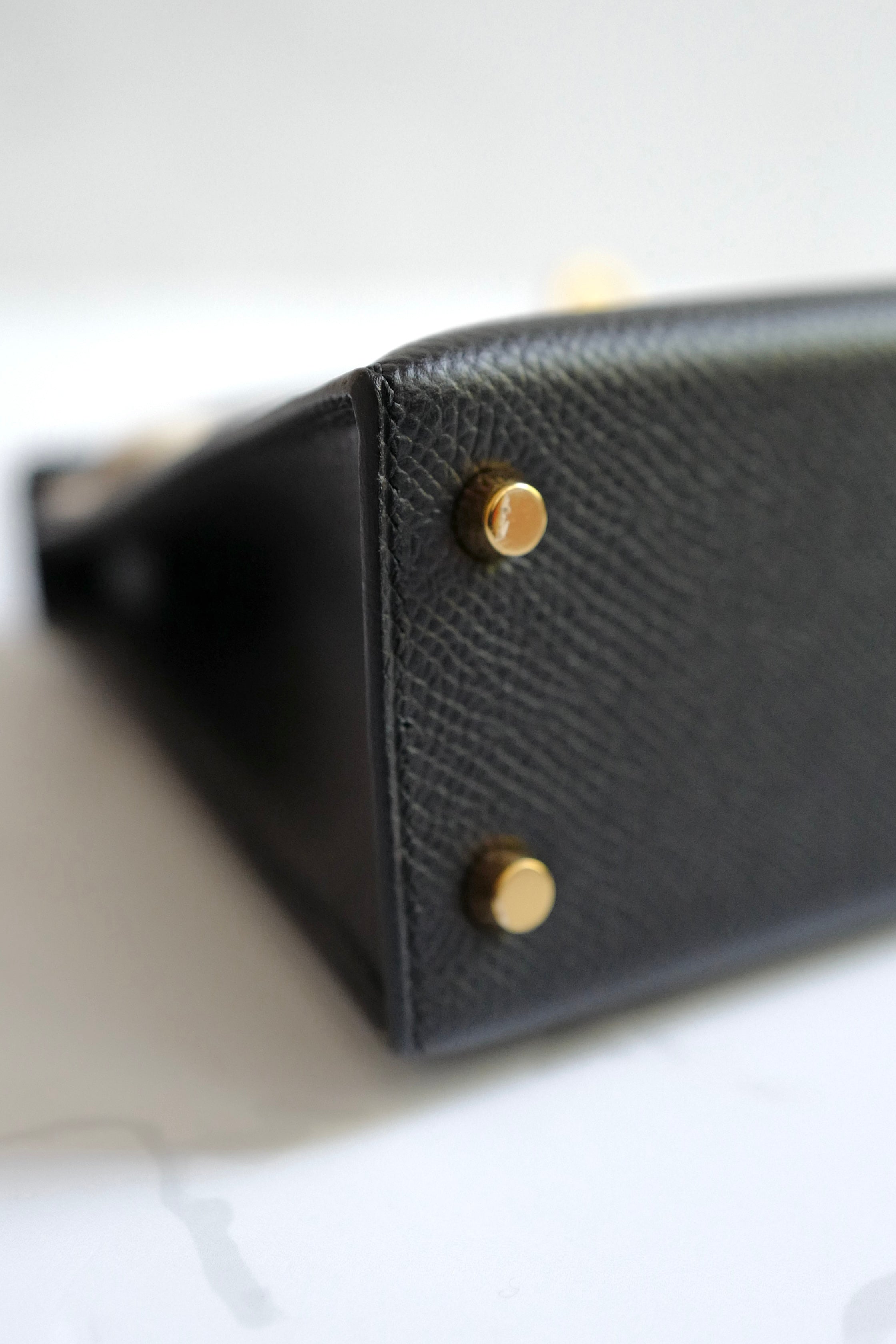Hermes Mini Kelly II in Black/Noir Epsom Leather with Gold Hardware