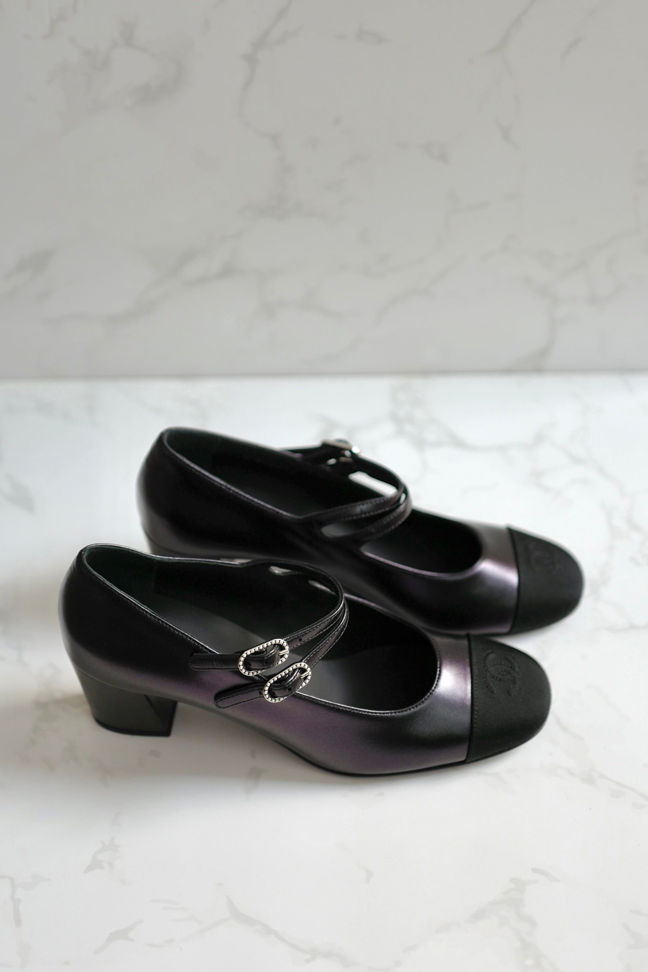 BNIB Chanel 24S Mary Jane Heels In Black Leather size 38.5 $1350
