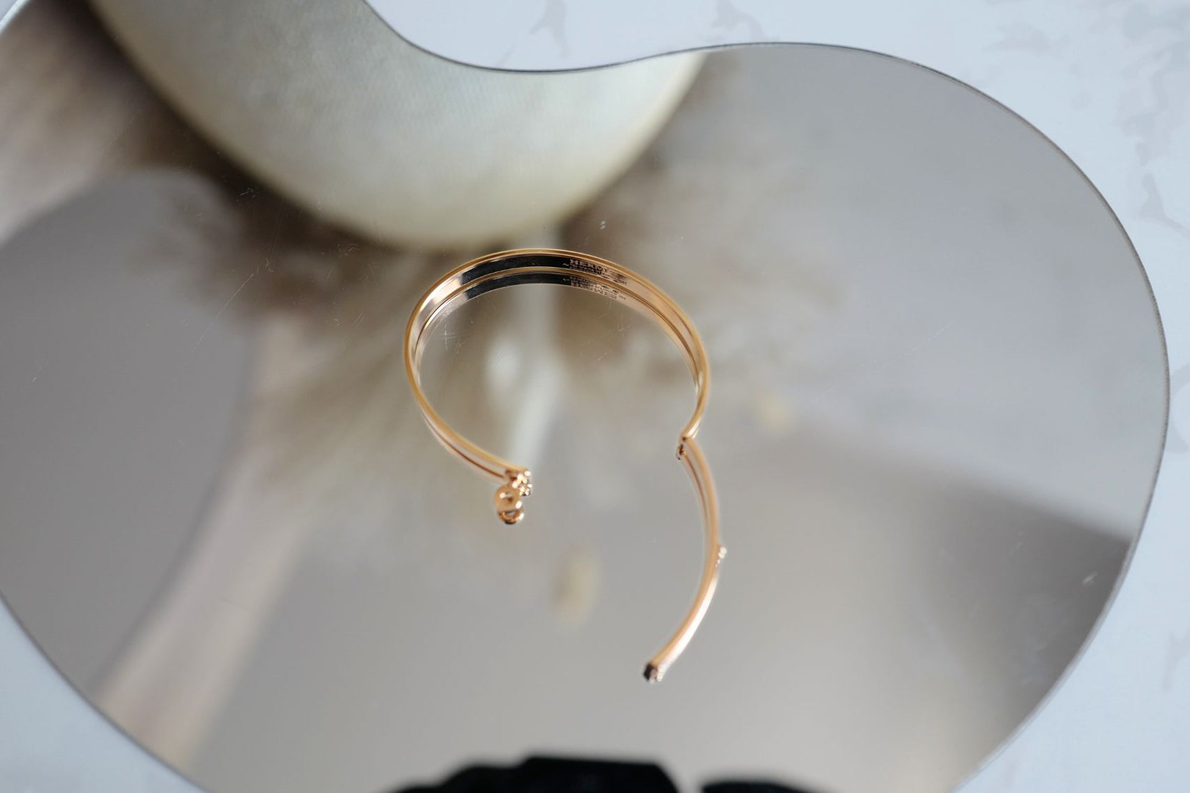 Hermès Kelly Diamond Bangle Bracelet 18K Rose Gold 0.36ct Size SH