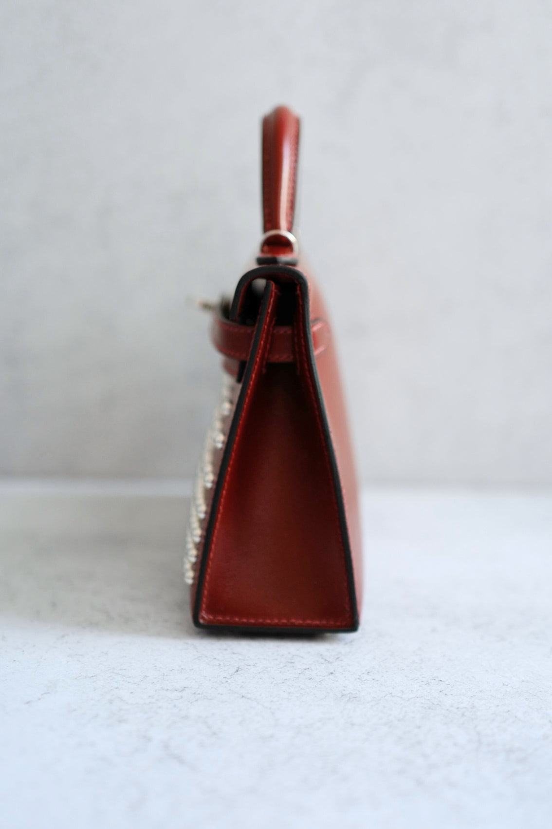 Hermès Kelly 20 Clouté Rouge H Palladium Hardware Stamp K