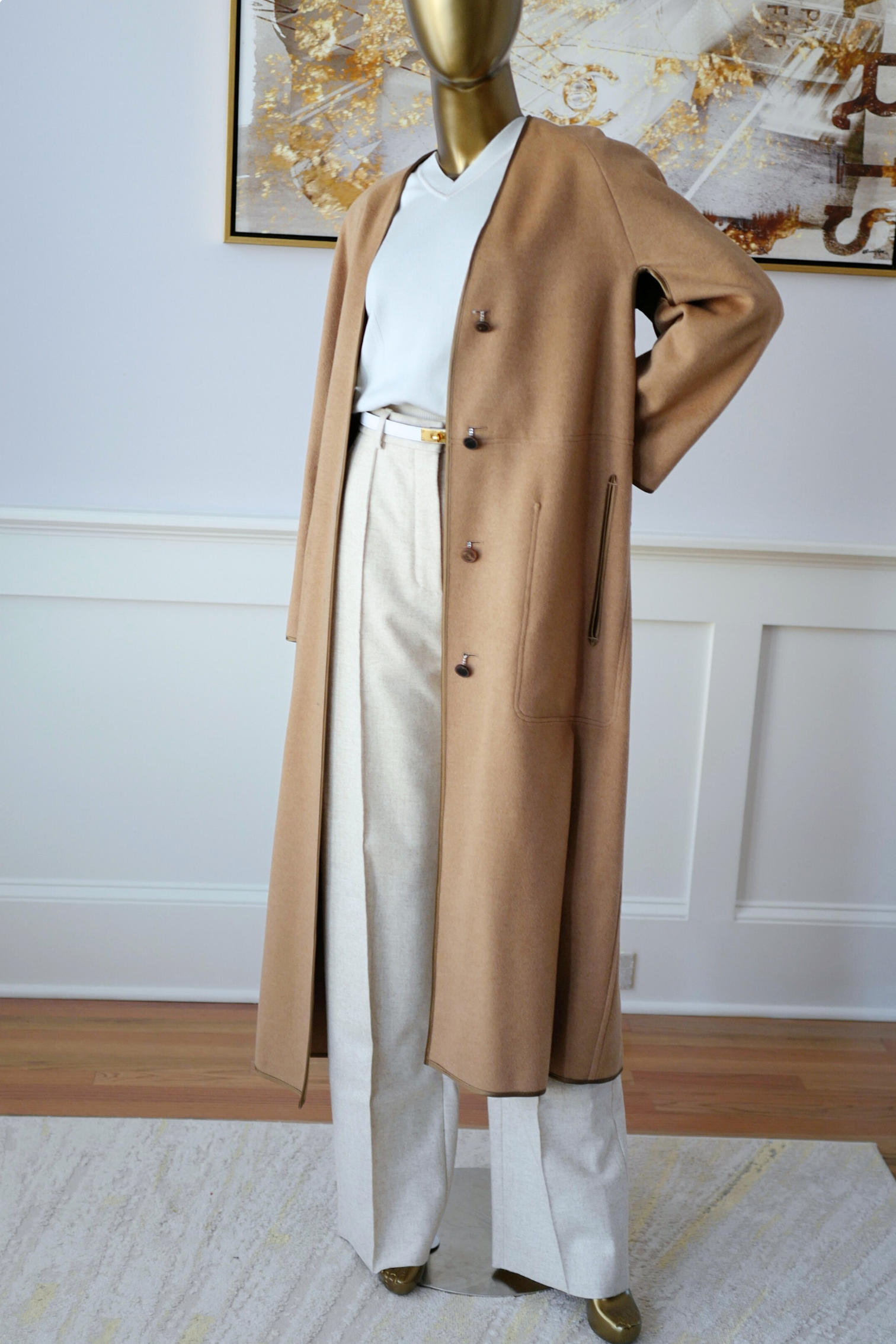 Hermès Women’s Overcoat Size 34 Beige Camel Hair Coat