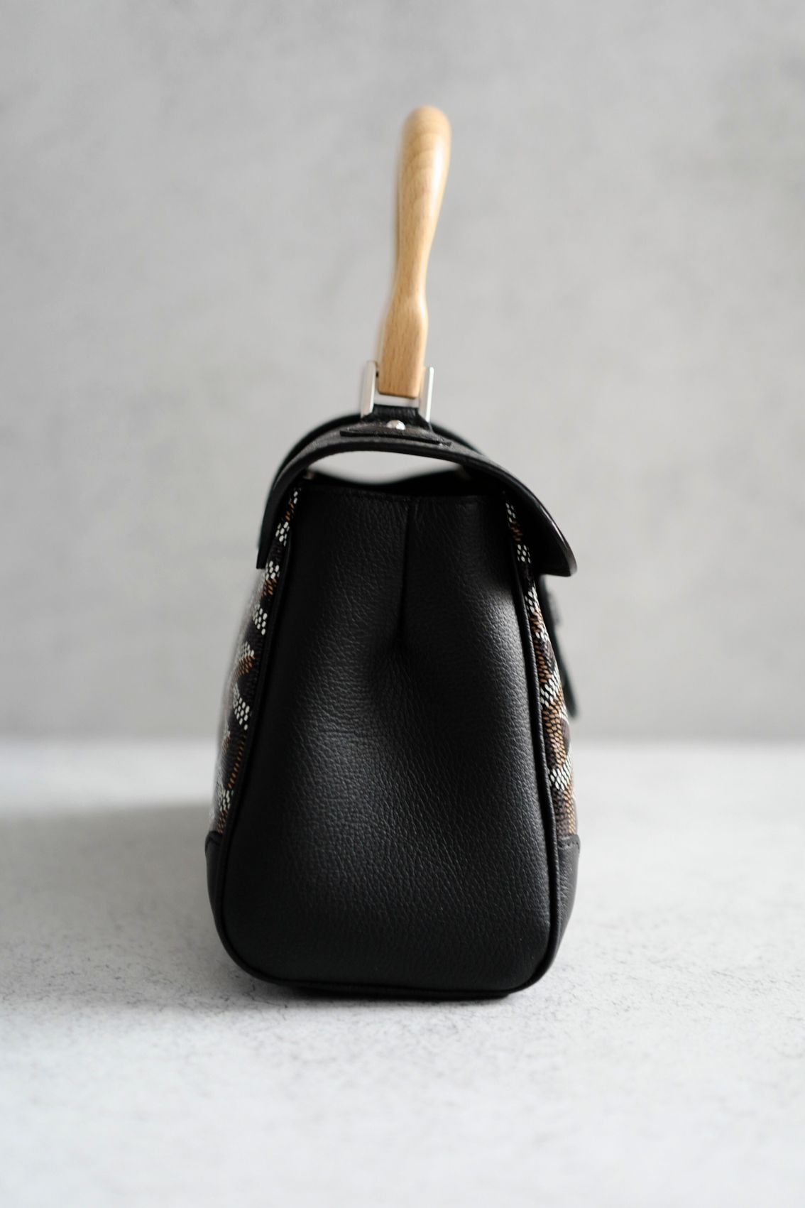 NEW Goyard Saigon Souple Mini Bag in Black Palladium HW with Beech Handle