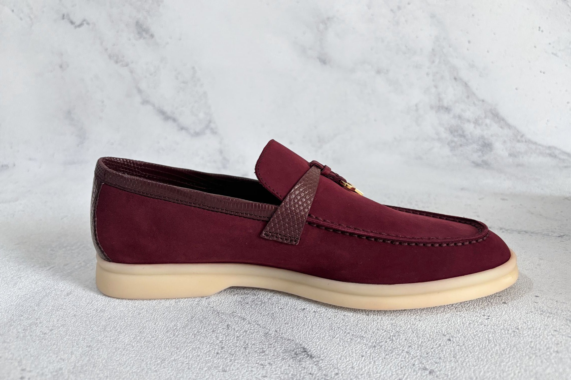 Loro Piana Summer Charms Walk Loafers Azuki Beans Lizard/Suede 37 Limited Ed