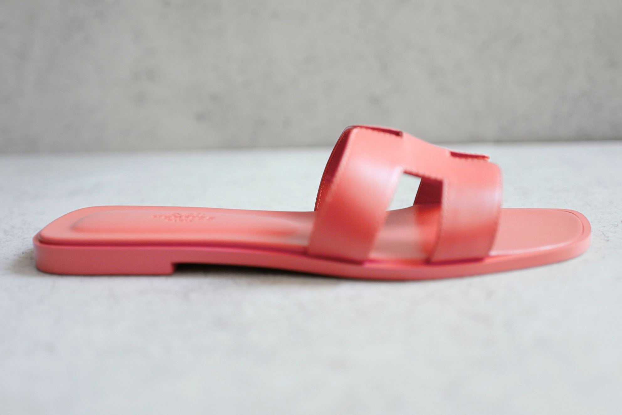 Hermès Oran Sandal Rouge Tomette Calfskin Leather Size 38.5