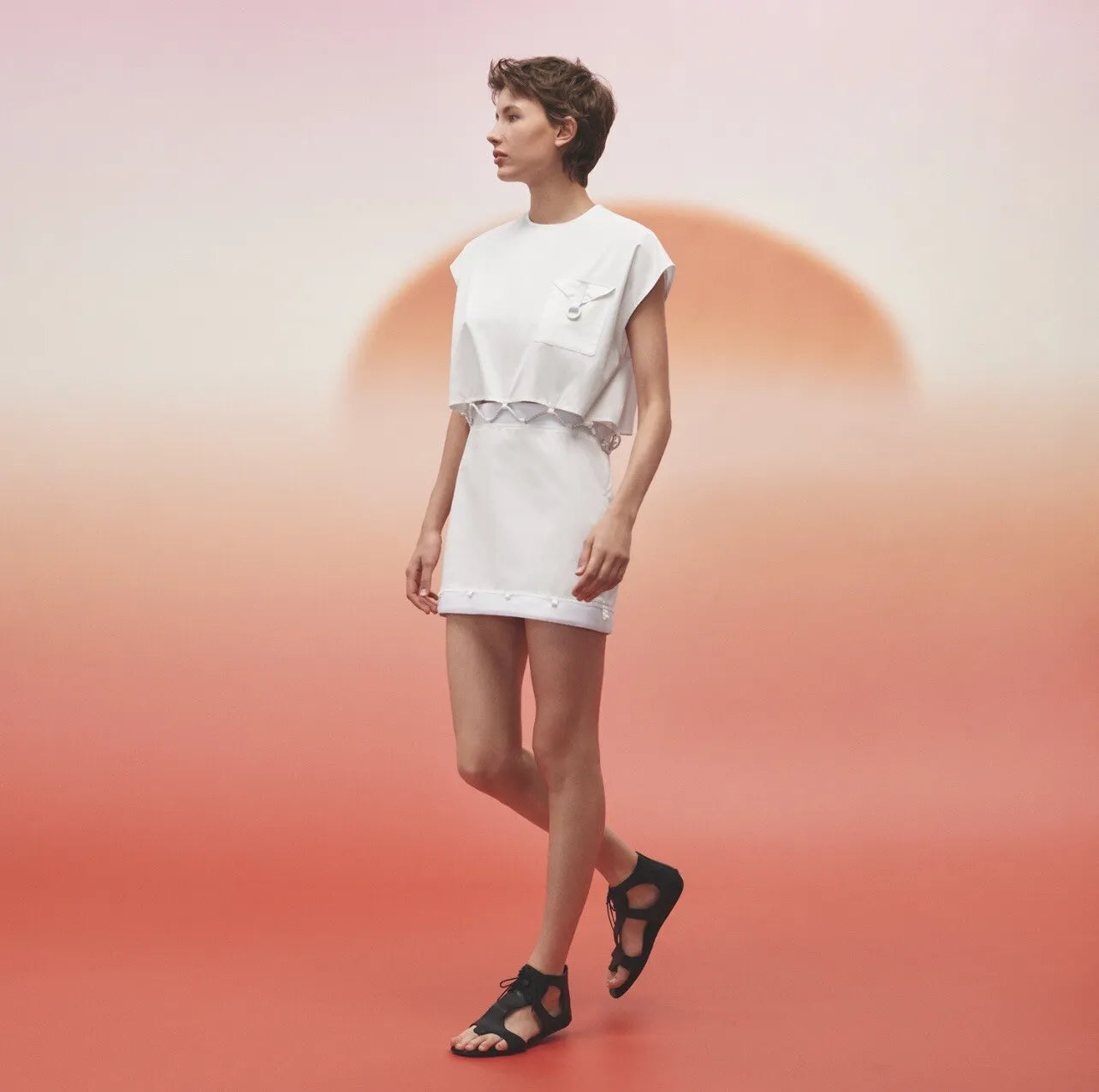 Hermes Robe évasée à étages Dress in Blanc White SS23 size 38 $3500 Store Price