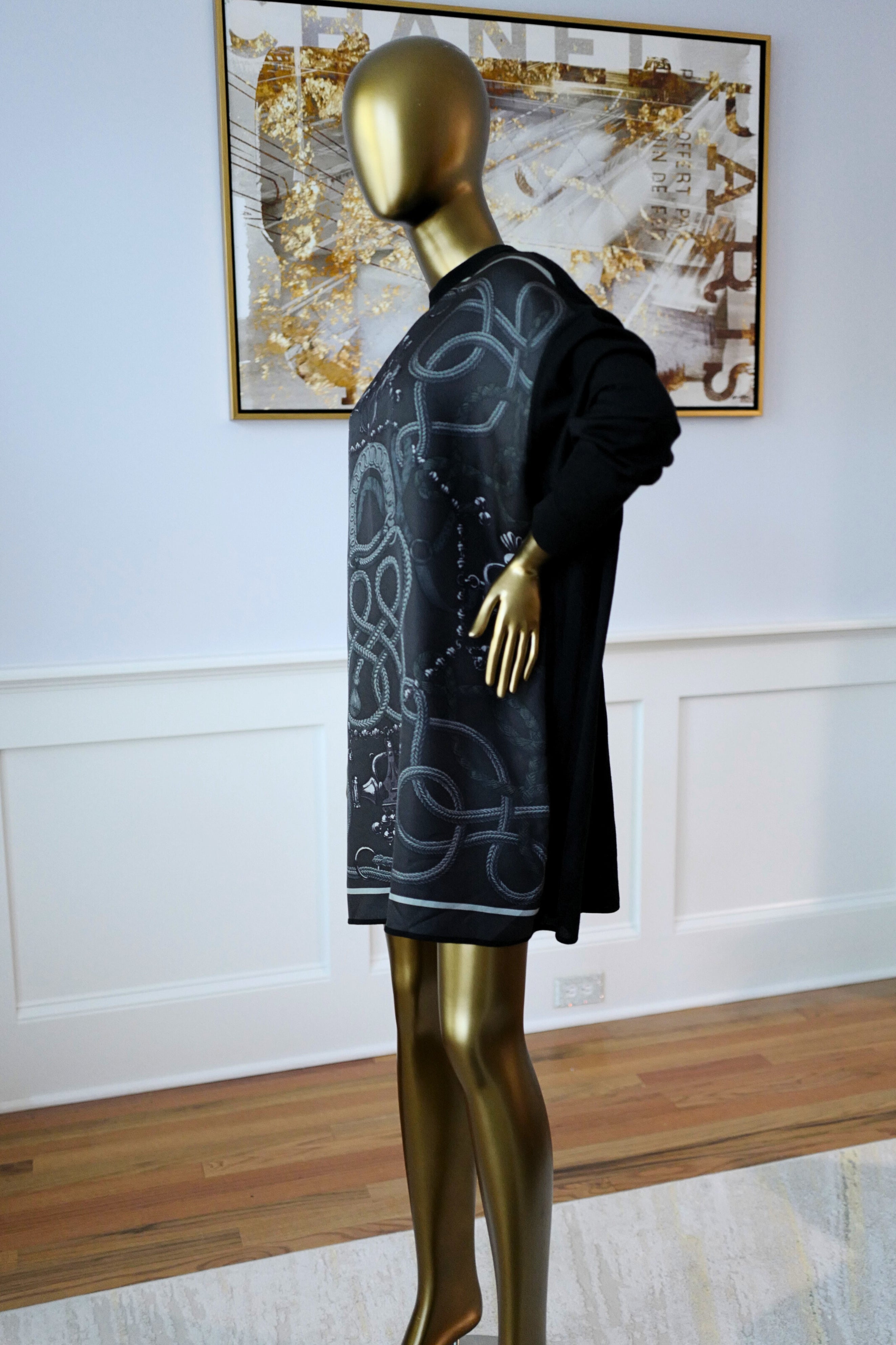 NEW Hermès "Palefroi Remix" Twillaine Tunic Short Dress Gris Charbon Size 36