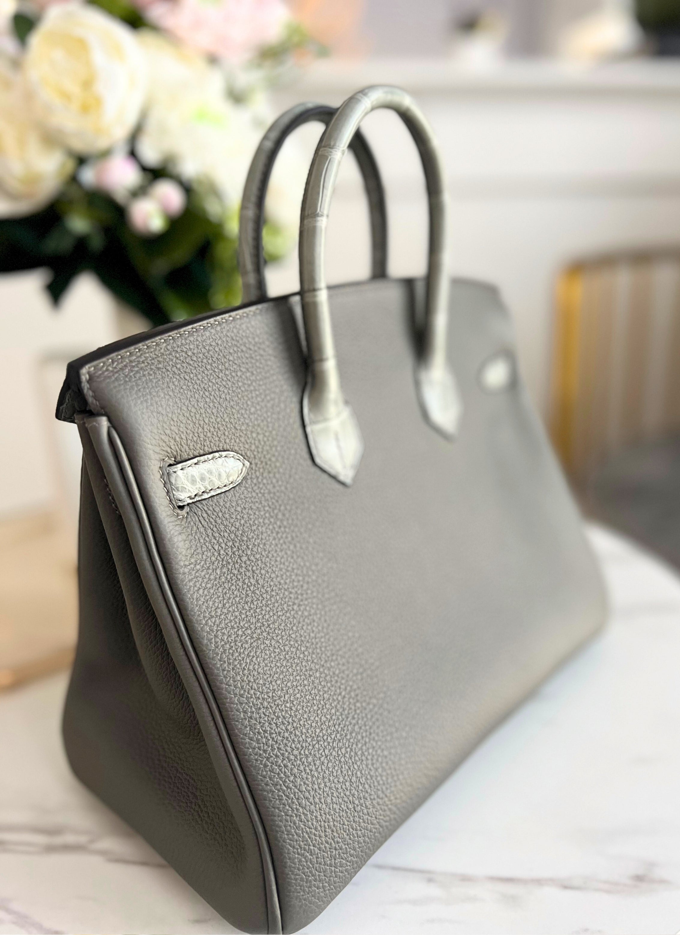 NEW Hermes Birkin 25 Touch Gris Meyer Palladium Hardware B Stamp 2023