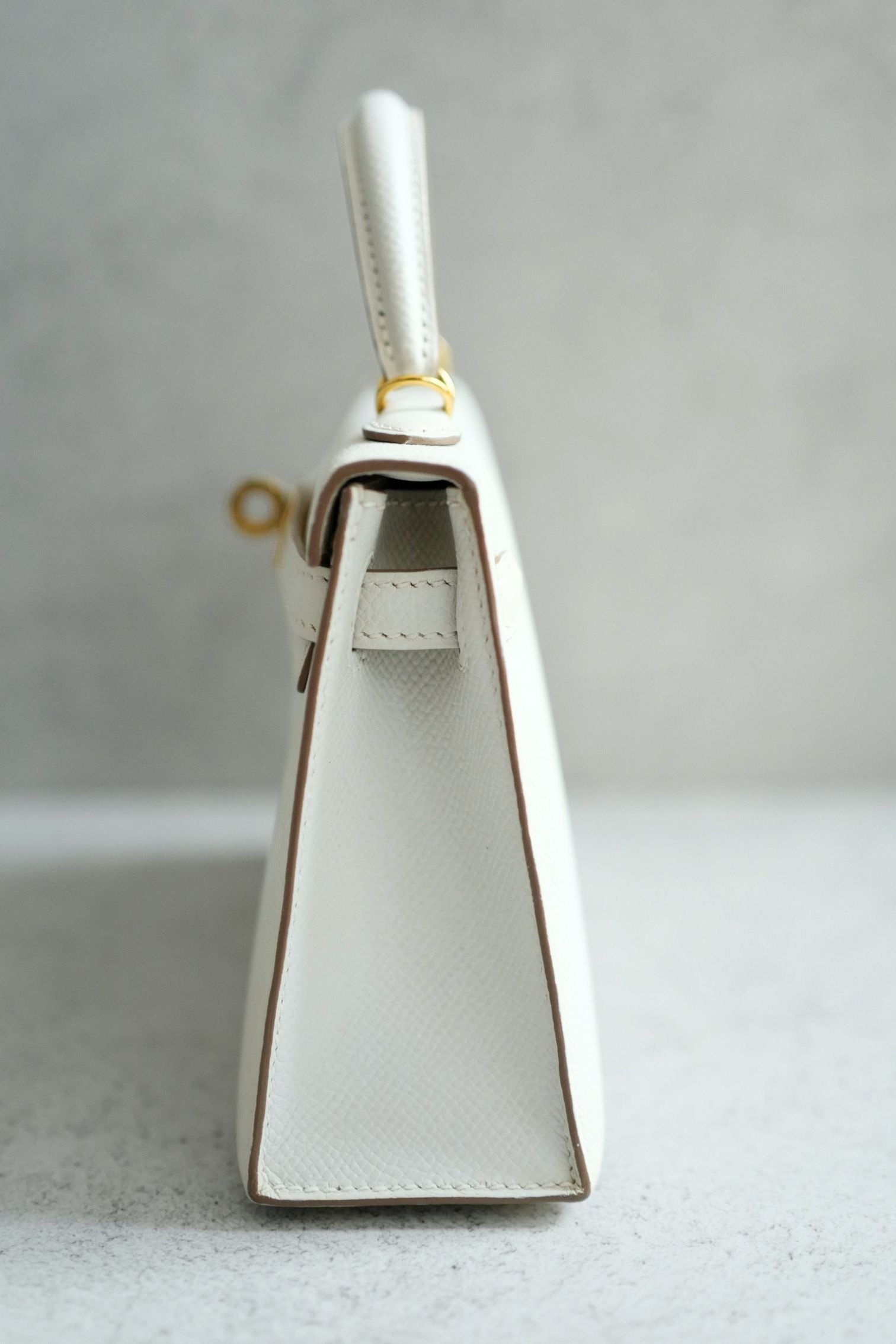 Hermès Mini Kelly 20 Gris Pale Epsom Leather Gold Hardware