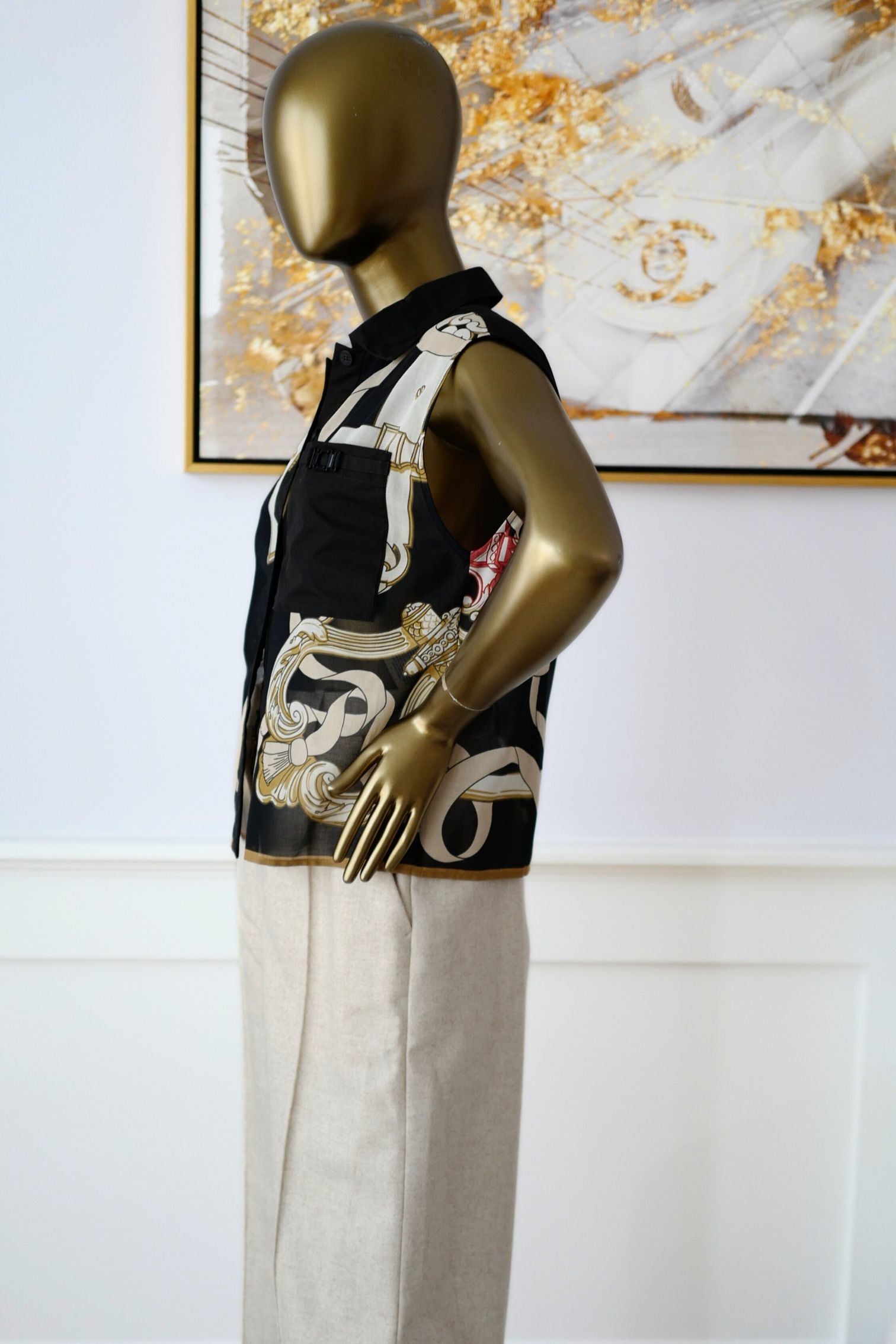 NEW Hermès “Ferronnerie Remix” Sleeveless Beach Shirt Cotton Voile Size 36