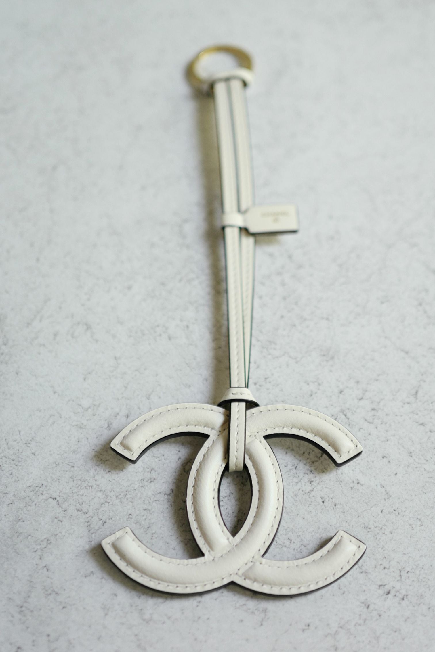 Chanel 26S Mini Bag Charm White Lambskin Leather