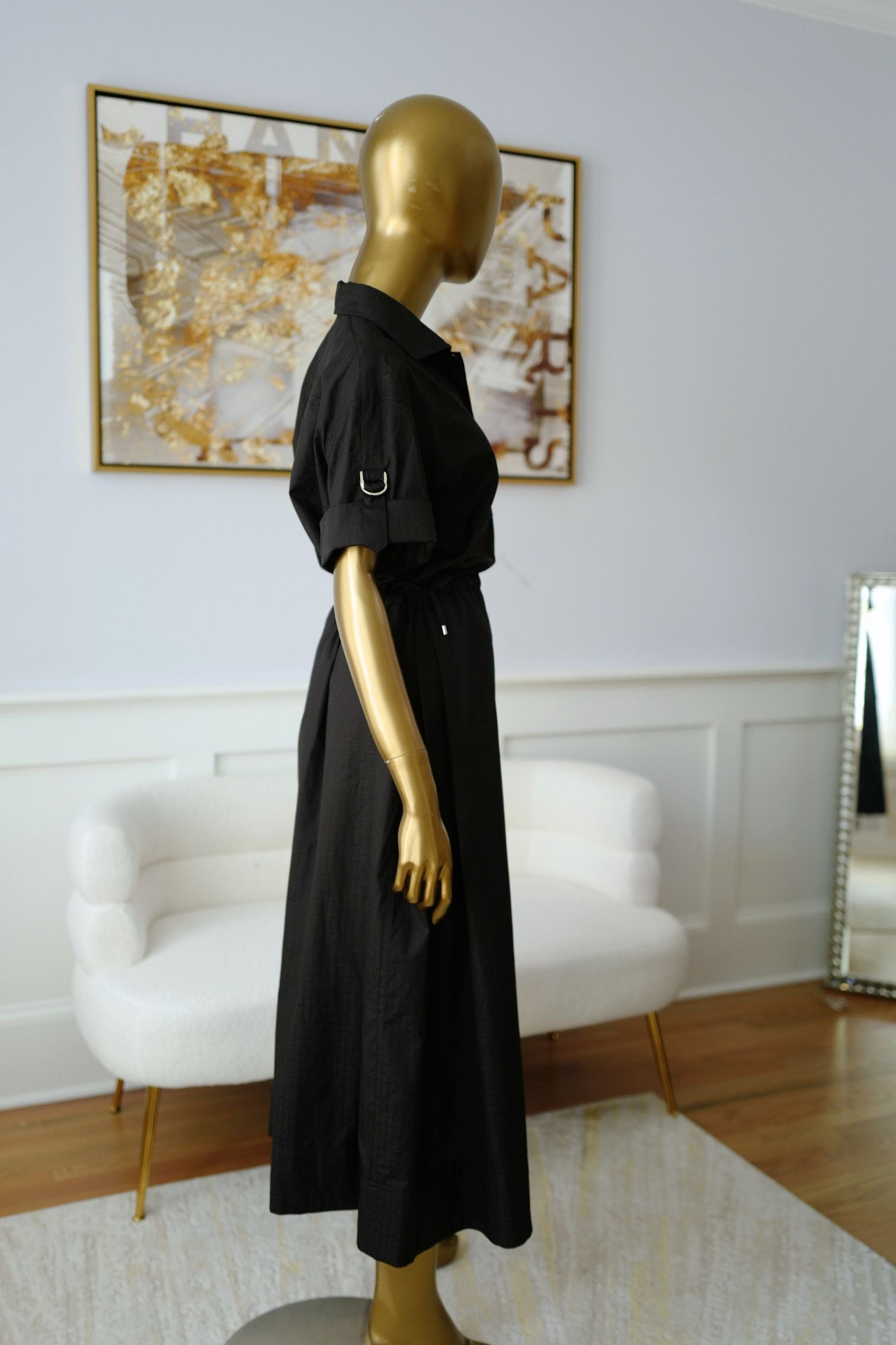 NEW Hermes "Mosaique" short-sleeve dress Noir Size 38