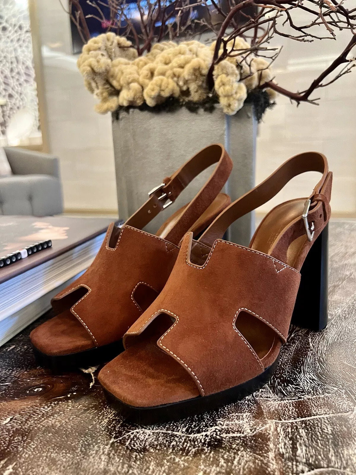 BNIB Hermes Eris 90 Heels Sandal in Gold Color Size 37.5