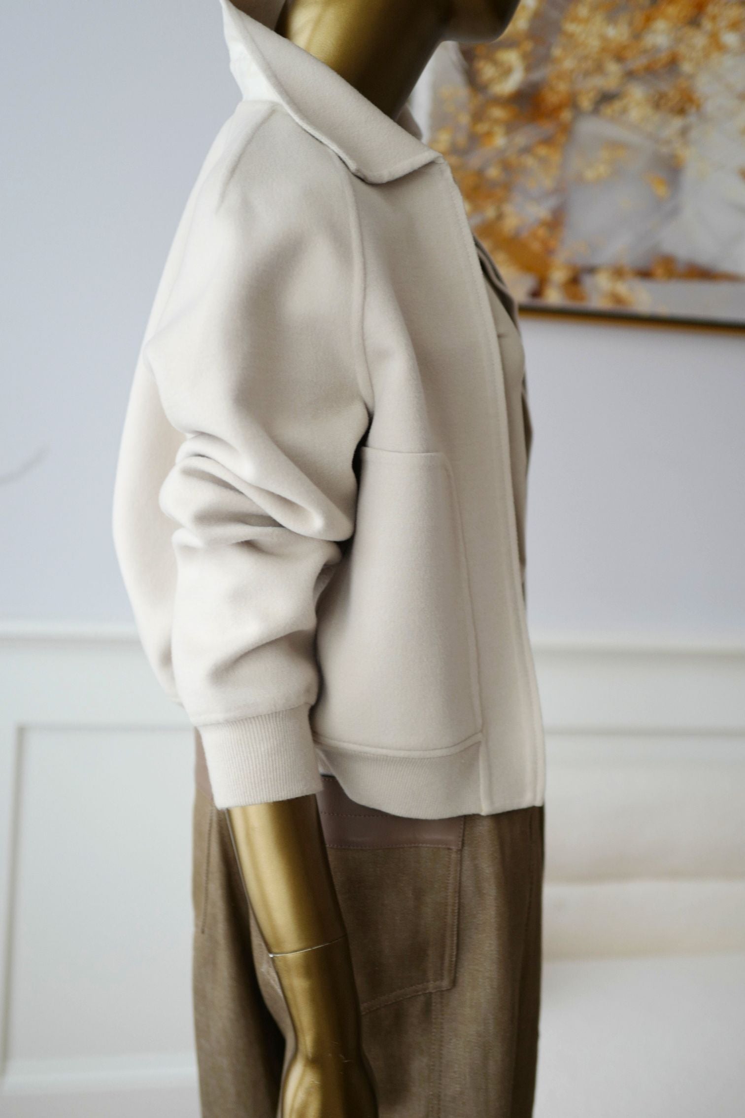 Hermès Jacket Chaine d'Ancre Blanc Sable Virgin Wool Size 36