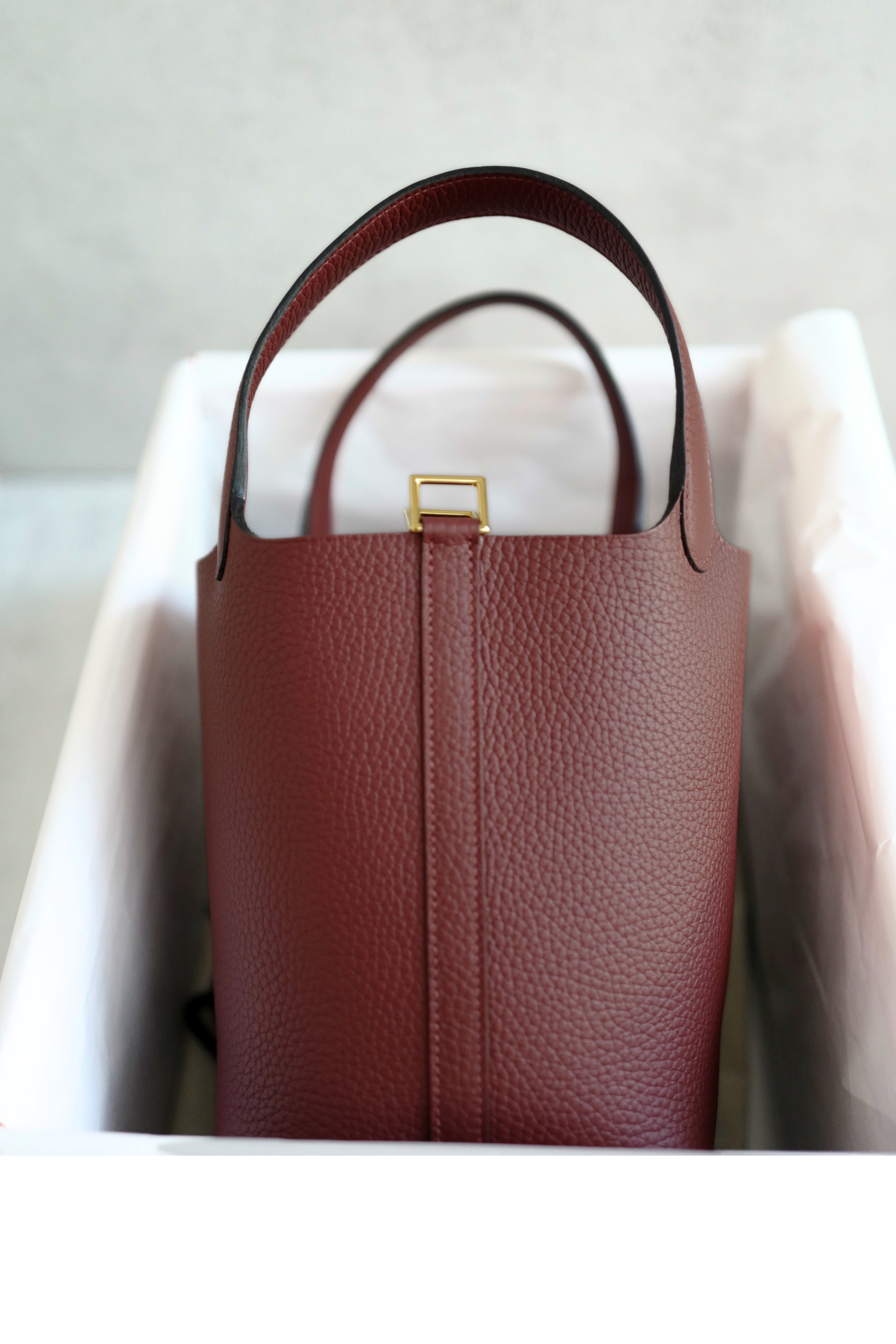 BNIB Hermès Picotin 18 Bag Rouge H Clemence Leather with Gold Hardware