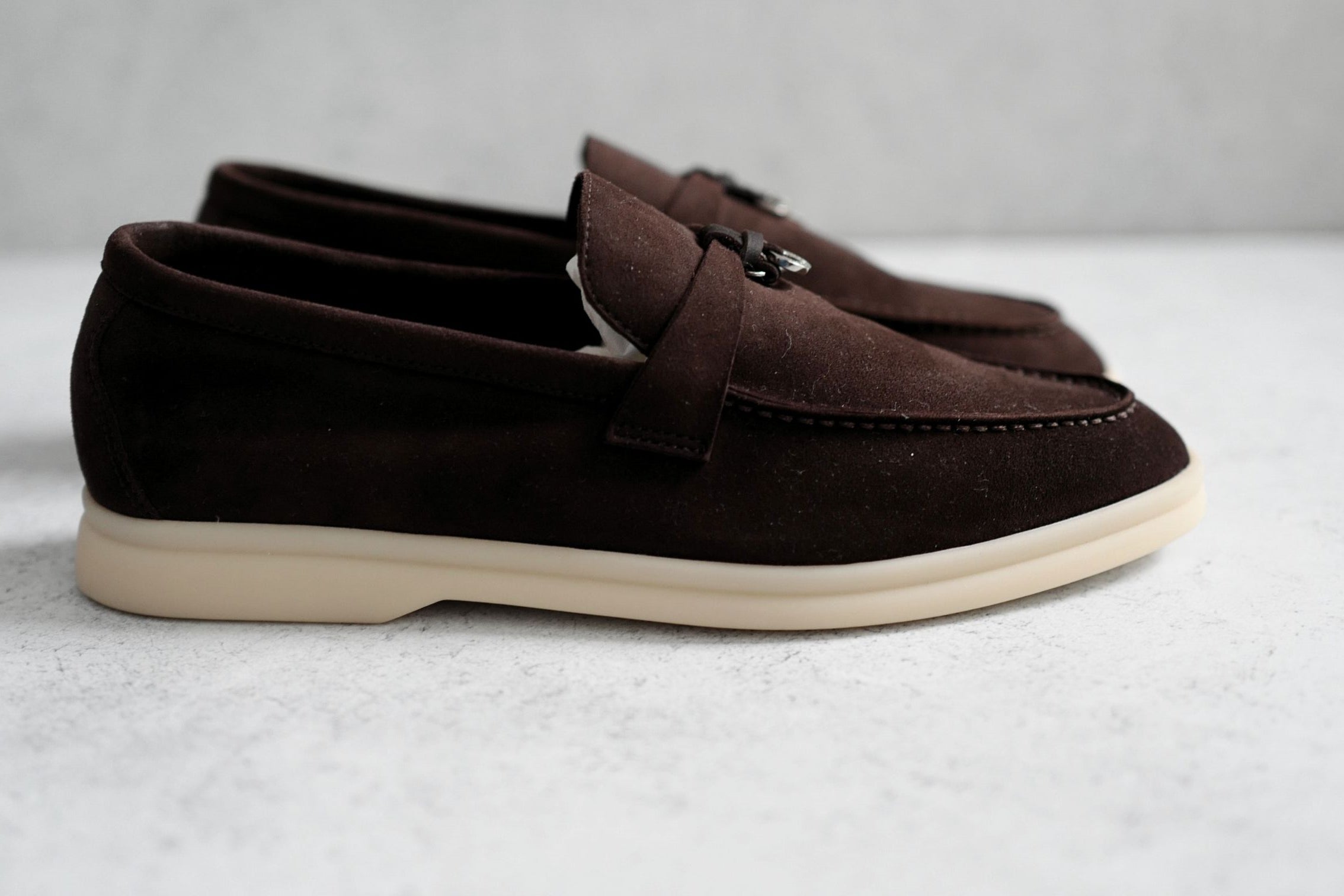 Loro Piana Summer Charms Walk Loafer Chocolate Suede Calfskin Size 37