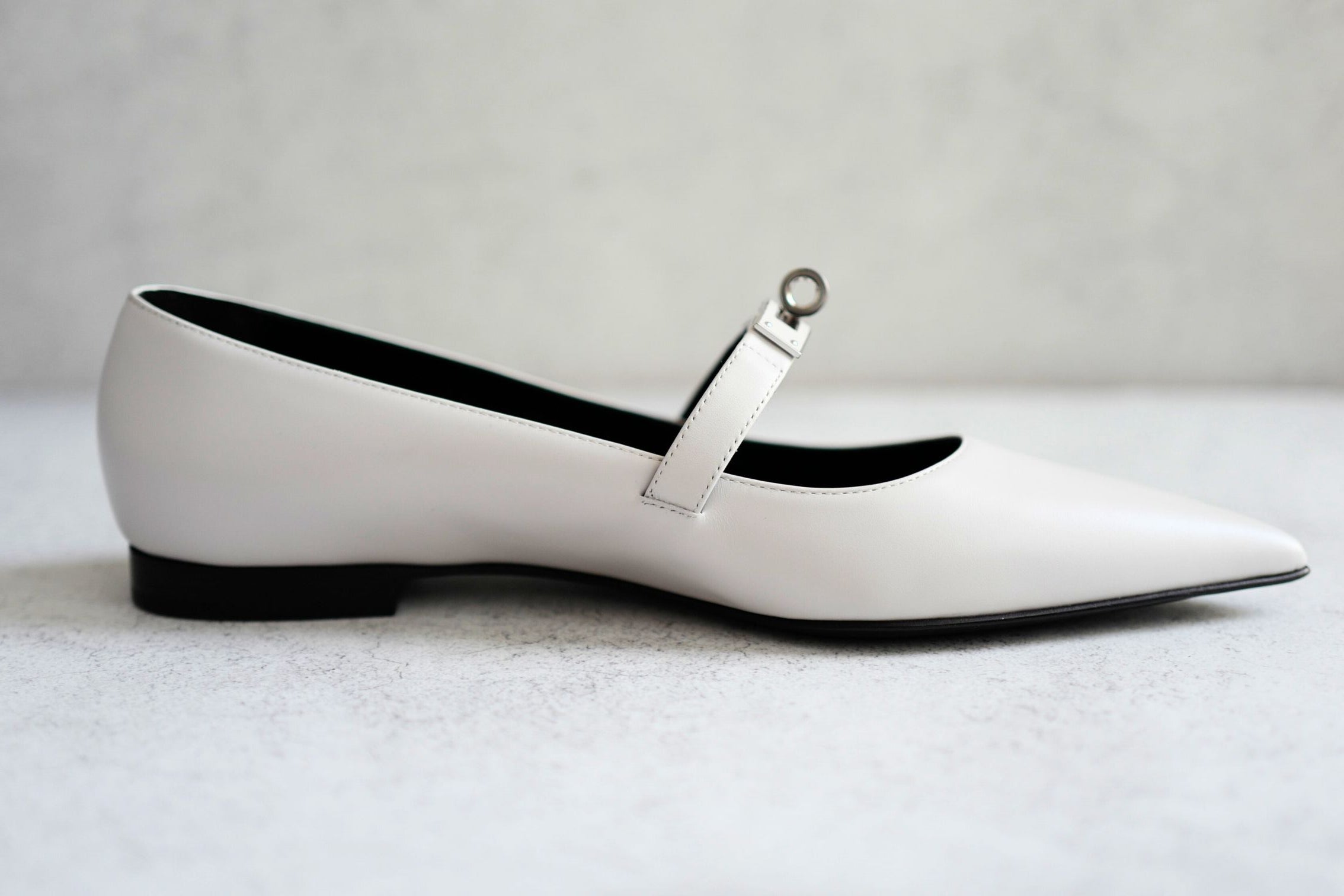 Hermès Kelly Ballet Flats Gris Clair Calfskin Leather Size 38