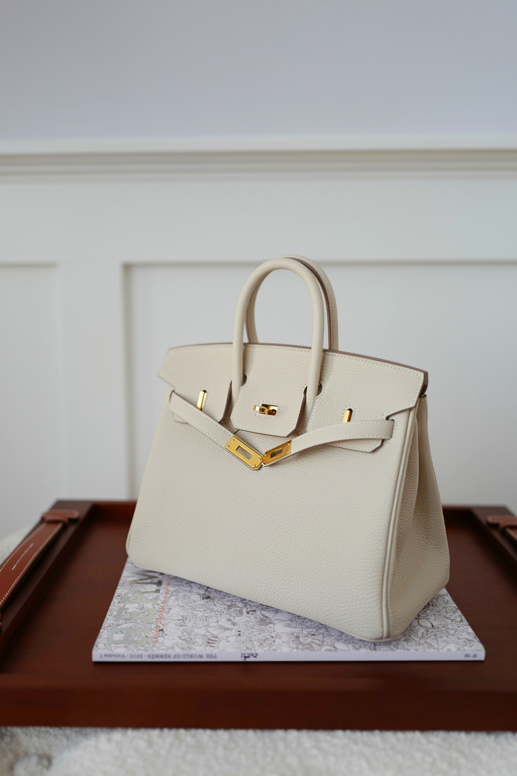 BNIB Hermès Birkin 25 Bag Craie Togo Leather with Gold Hardware