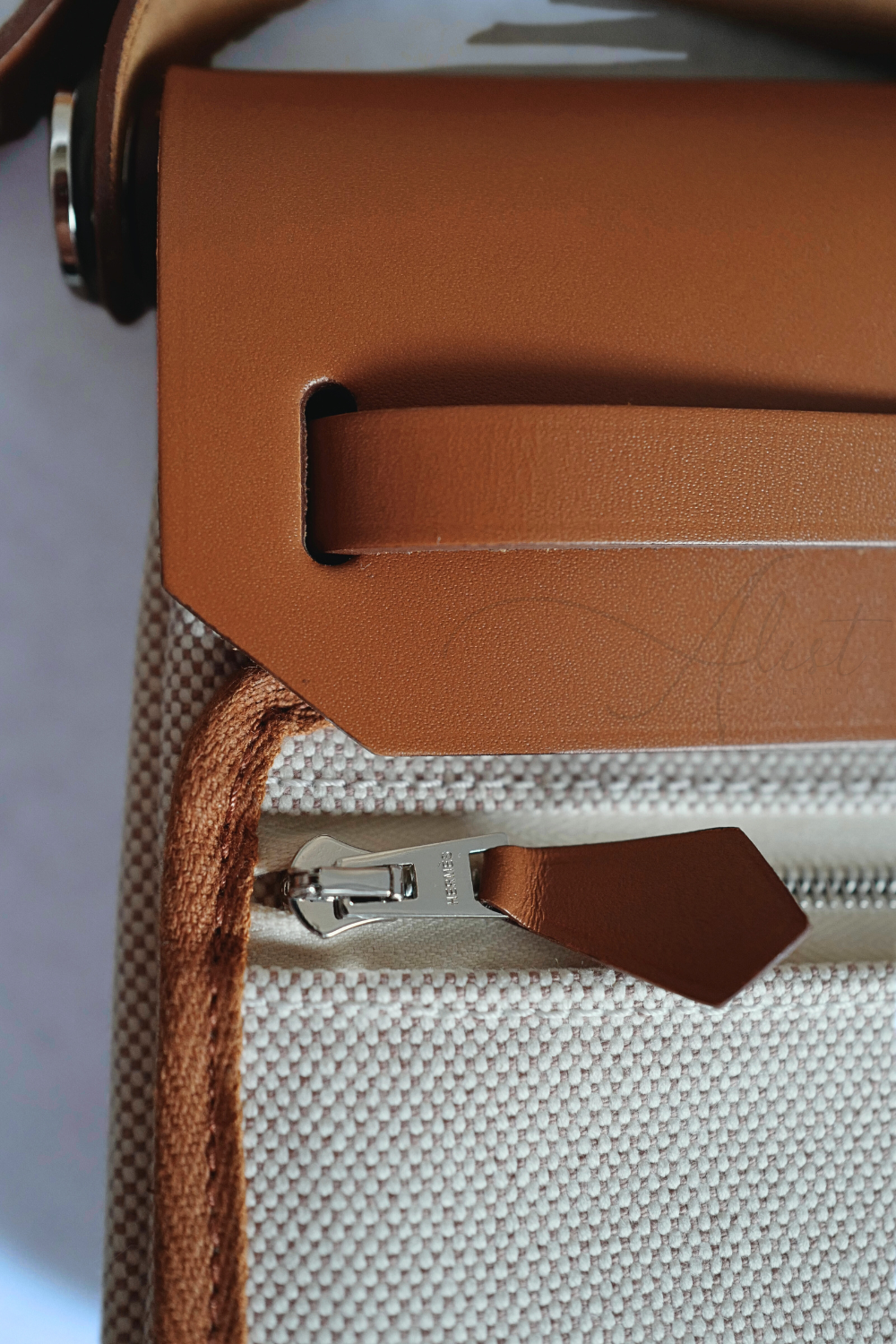 BNIB Hermes Mini Herbag Fauve/Ecru with Palladium Hardware