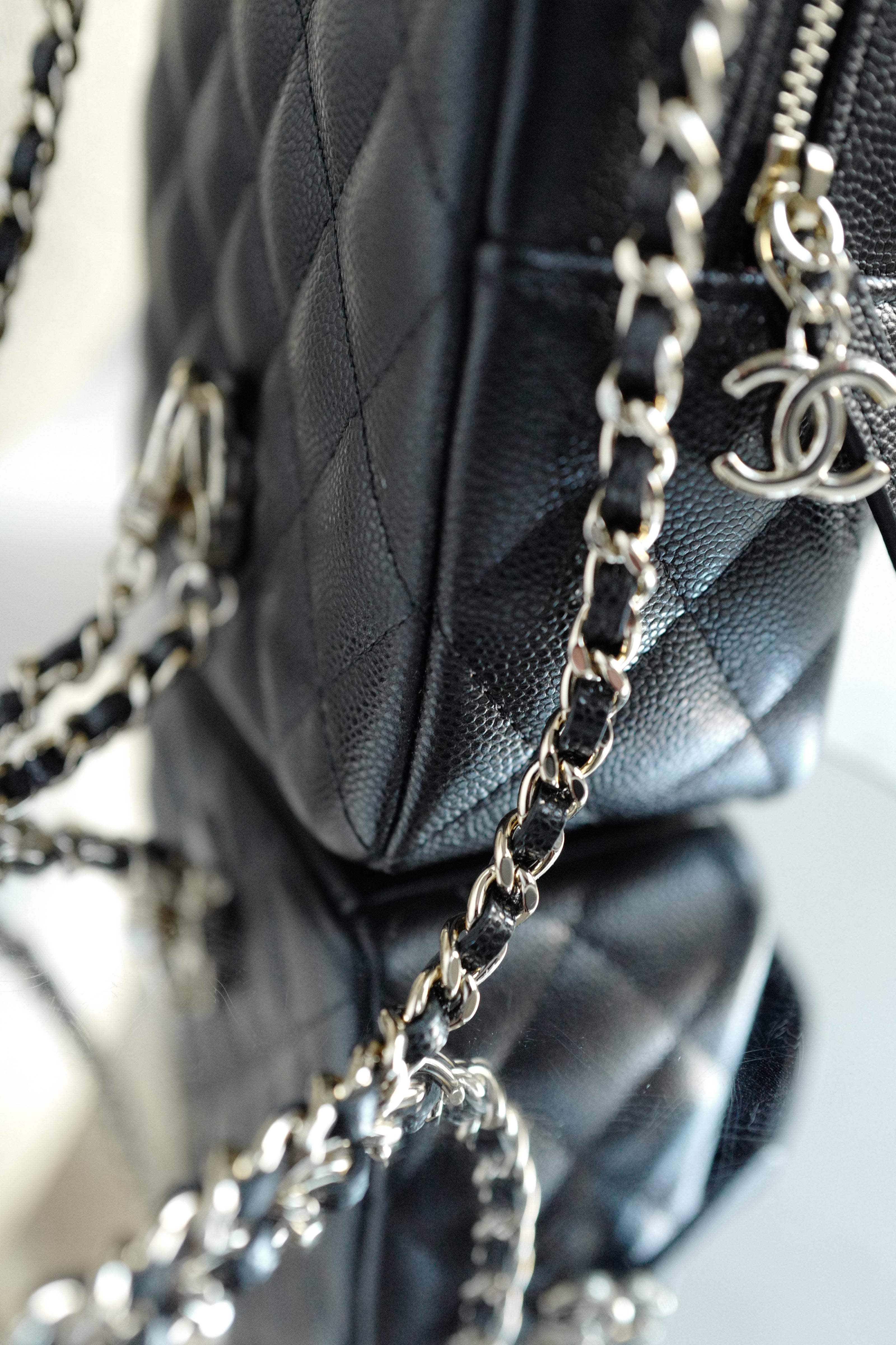 BNIB Chanel 24C Mini Backpack in Black Grained Leather with Light Gold HW