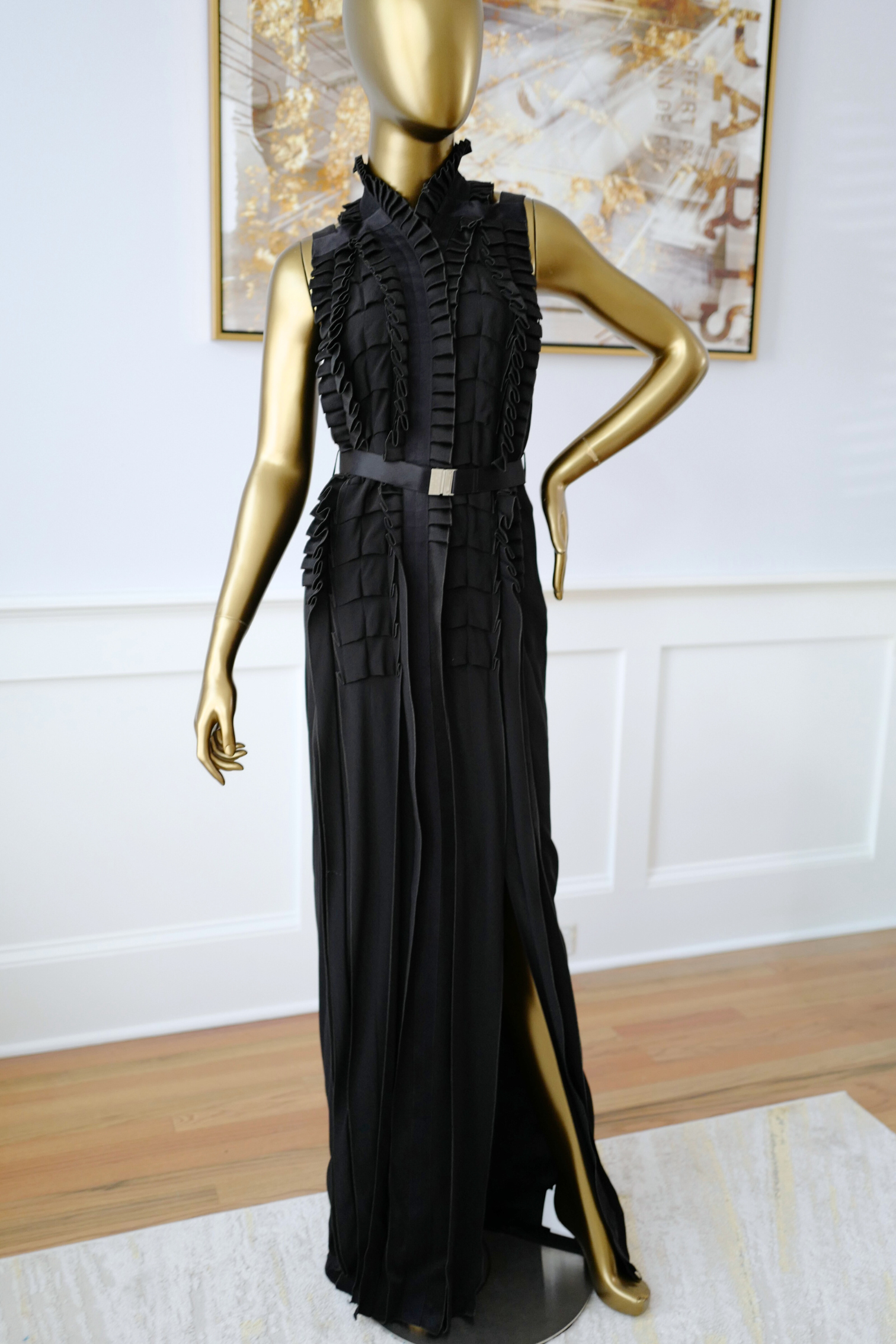 Hermes Long Pleated Dress Noir Size 34 Runway FW23 Limited Edition -SOLD OUT