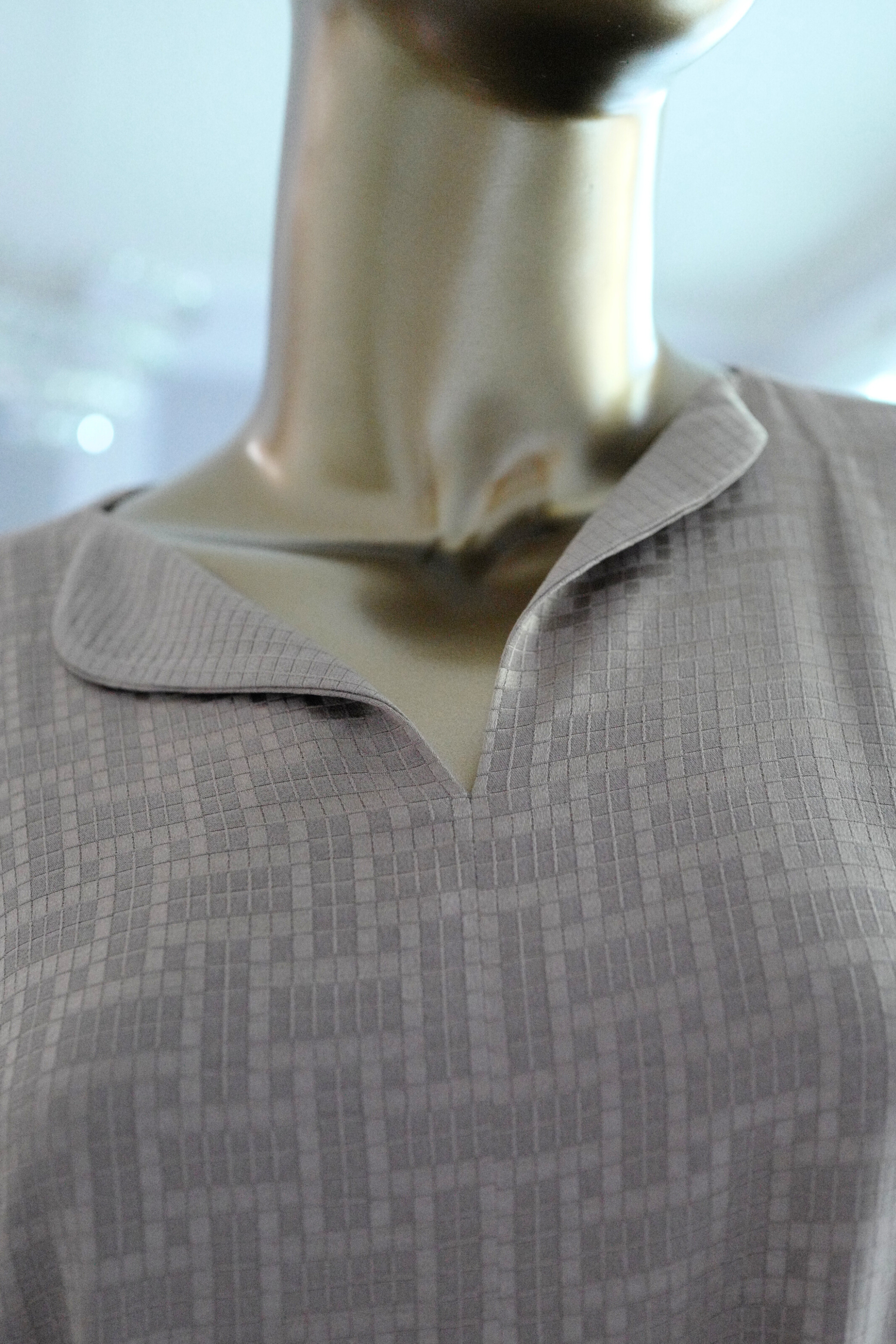NEW Hermès Mosaique Belted Caftan Dress in Jacquard Silk Gris Étoupe Size 36