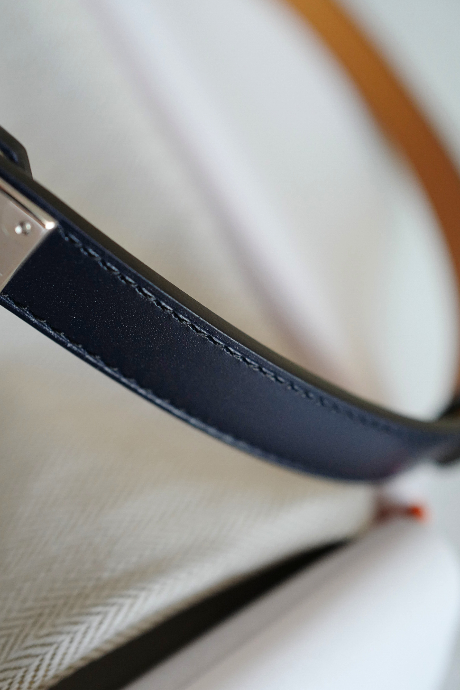 BNIB Hermès Kelly 18 Belt Hunter Leather in Bleu Indigo Palladium HW