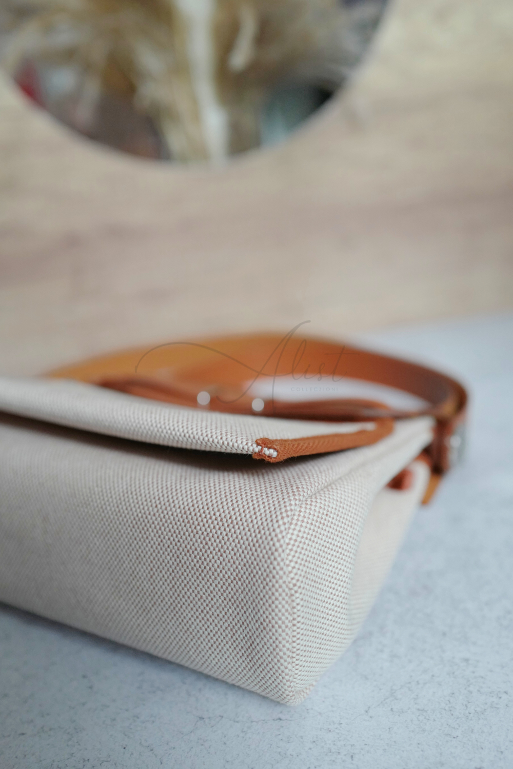 BNIB Hermes Mini Herbag Fauve/Ecru with Palladium Hardware