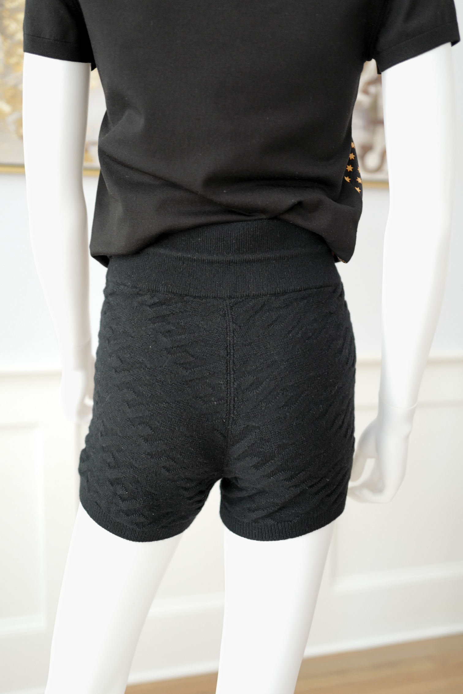 Hermes RTW Short Maille Loungewear Voyage Noir Black Size 36