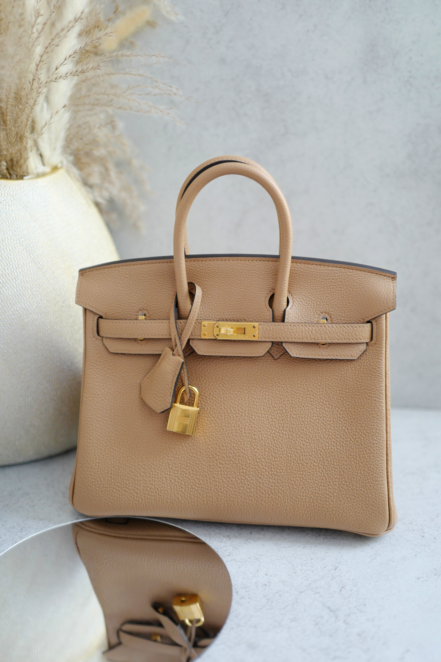 BNIB Hermès Birkin 25 Bag Chai Togo Leather with Gold Hardware Stamp U 2023